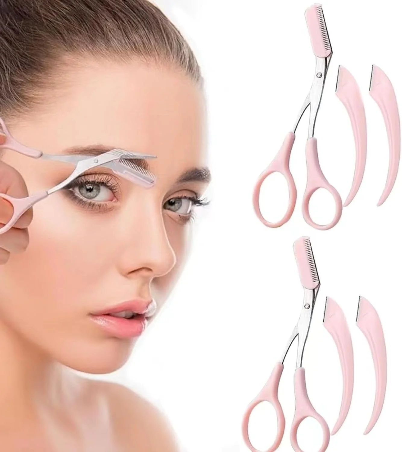 ست موچین ابرو ریان به همراه قیچی و شانه - لوازم جانبی زیبایی استیل ضد زنگ برای از بین بردن موهای صورت - برای زنان و مردان