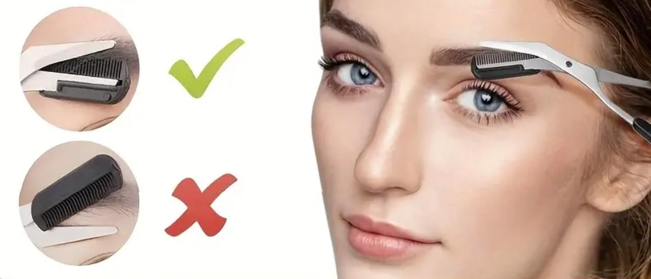 قیچی ابرو حرفه ای با شانه راهنما، ابزار پیرایش دقیق، طراحی ضد آب قیچی ابرو حرفه ای با شانه راهنما، ابزار پیرایش دقیق، طراحی ضد آب