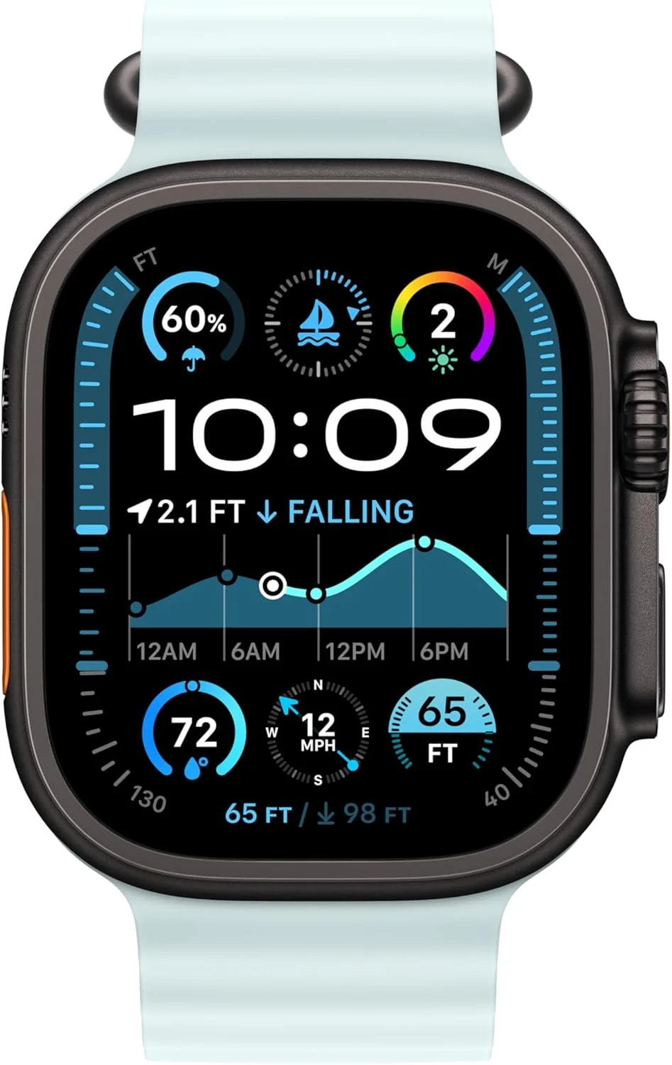 بند ساعت اپل - Ocean Band - سایز 49mm - آبی یخی - خیلی بزرگ