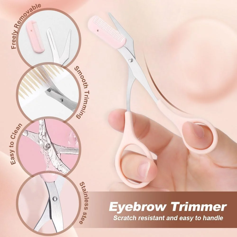 قیچی ابرو پینکه با شانه، قیچی ابرو ضد لغزش، ابزار آرایشی قیچی ابرو برای اصلاح و برداشتن مو، قیچی ابرو با دقت بالا مناسب هدیه برای خانم ها قیچی ابرو پینکه با شانه، قیچی ابرو ضد لغزش، ابزار آرایشی قیچی ابرو برای اصلاح و برداشتن مو، قیچی ابرو با دقت بالا مناسب هدیه برای خانم ها