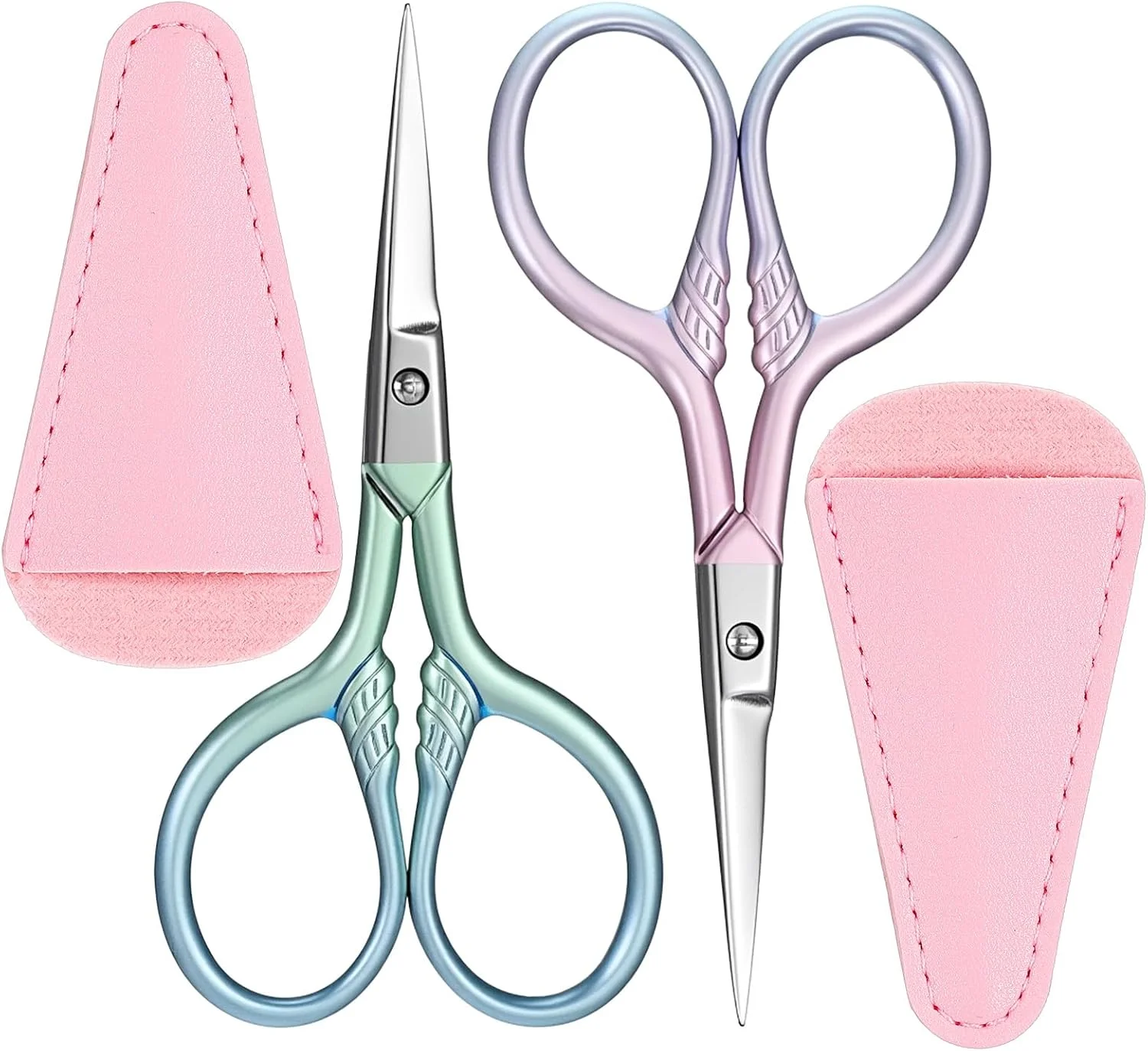 قیچی ریش مردانه استیل ضد زنگ Nogeqi، بسته 2 عددی، قیچی ابرو حرفه ای، قیچی ابرو با کیف PU، قیچی موی بینی با نوک برای ریش، مژه، صورت (آبی، صورتی) قیچی ریش مردانه استیل ضد زنگ Nogeqi، بسته 2 عددی، قیچی ابرو حرفه ای، قیچی ابرو با کیف PU، قیچی موی بینی با نوک برای ریش، مژه، صورت (آبی، صورتی)