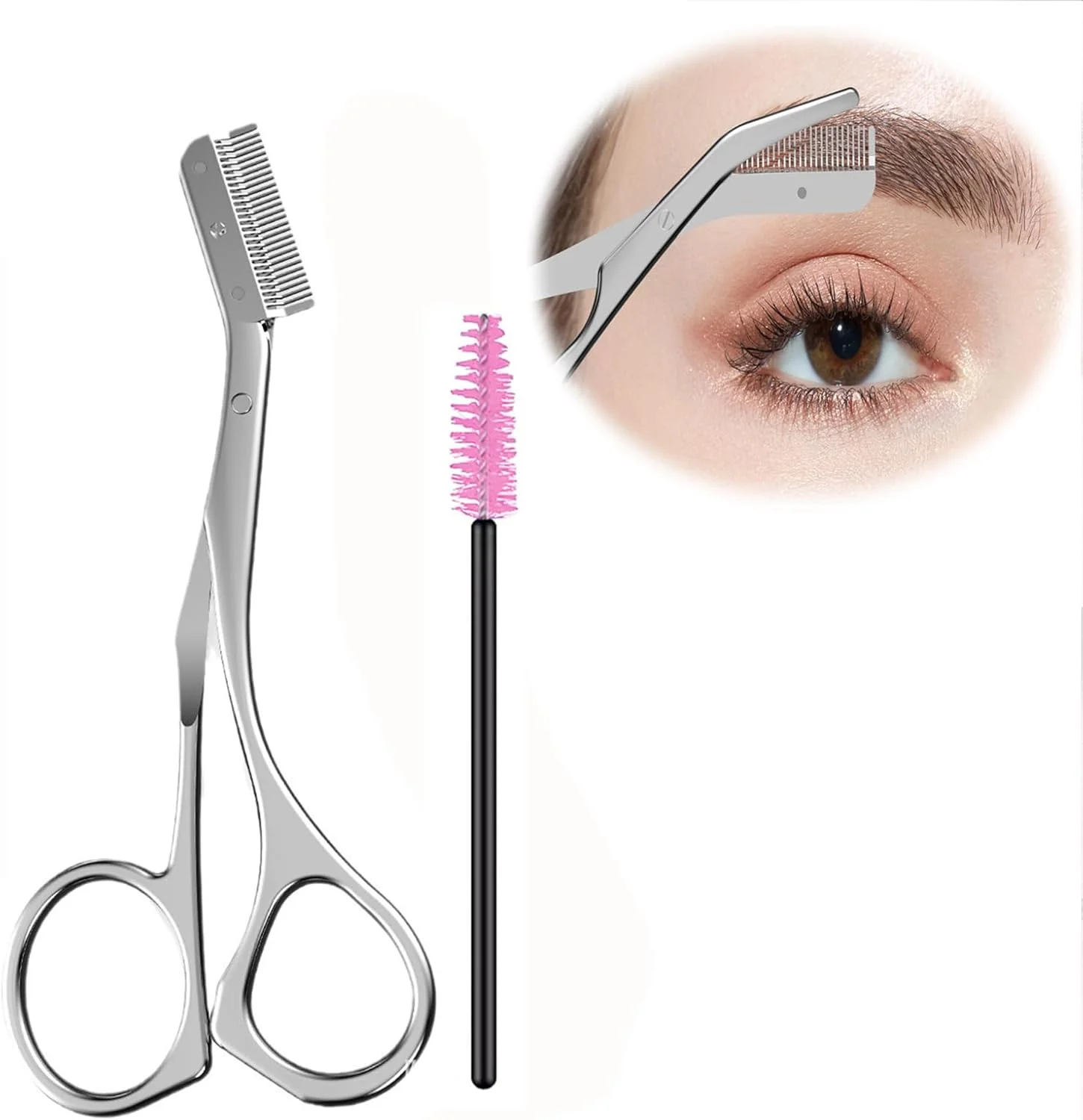 ست پیرایش 2 عددی نالاینا، قیچی اصلاح ابرو، قیچی ابرو استیل ضد زنگ به همراه شانه برای خانم ها و آقایان، قیچی اصلاح ابرو برای فرم دادن دقیق ابرو، نقره ای (به همراه برس) ست پیرایش 2 عددی نالاینا، قیچی اصلاح ابرو، قیچی ابرو استیل ضد زنگ به همراه شانه برای خانم ها و آقایان، قیچی اصلاح ابرو برای فرم دادن دقیق ابرو، نقره ای (به همراه برس)