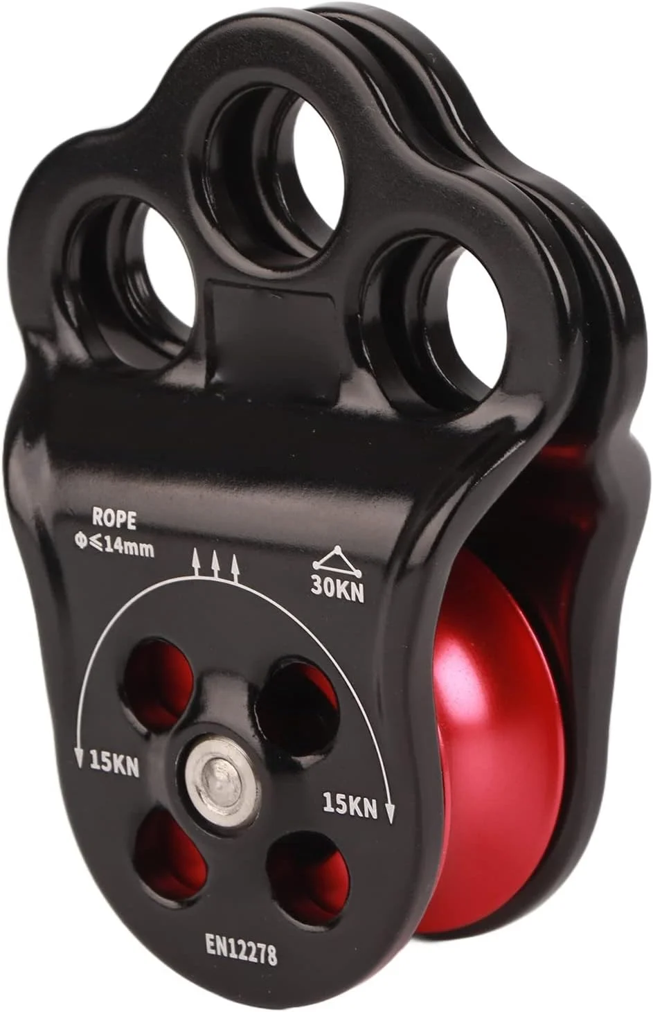 قرقره صعود کننده Vomeko 30KN، قرقره سه سوراخه صعود، یک قرقره کششی مورد استفاده برای صعود، فرود سریع، سر خوردن در ارتفاع بالا و سایر فعالیت ها.