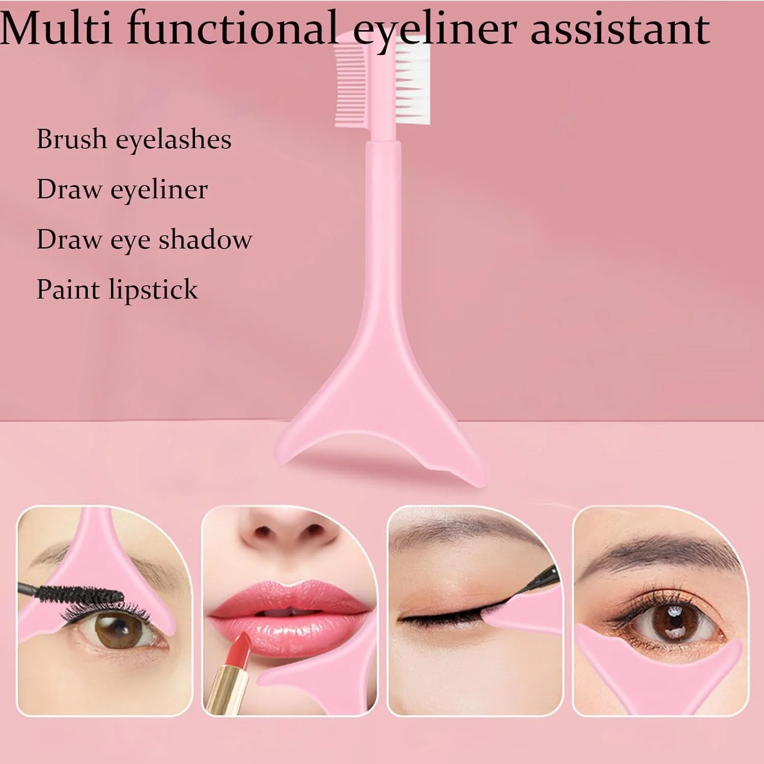 قیچی ابرو Leeneen با شانه، شابلون ابرو. قیچی اصلاح ابرو، کیت کوچک پیرایش ابرو، ابزار زیبایی رفع موهای زائد برای زنان و مردان - صورتی