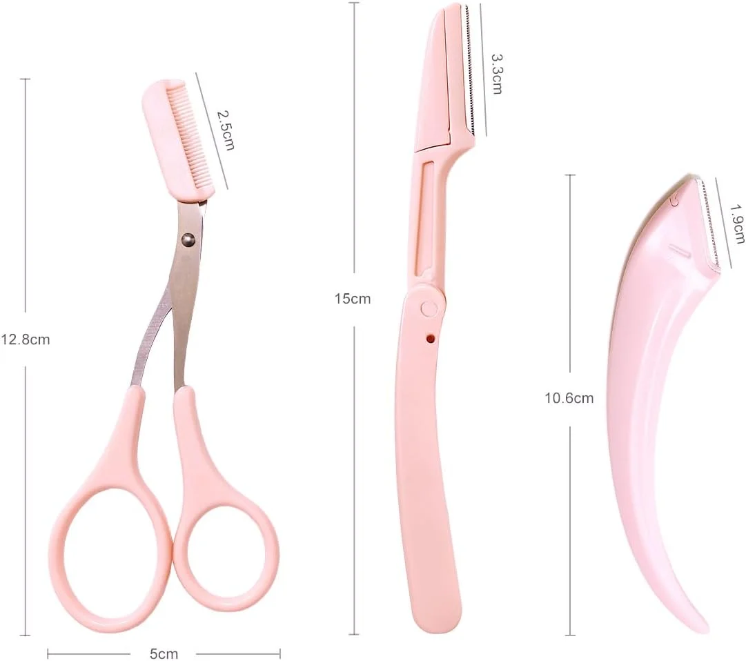 ست قیچی ابرو 3 تکه Oasisgalore صورتی با شانه - کیت اصلاح حرفه ای برای خانم ها - تریمر تاشو، قیچی ابرو و چاقوی خراش ابرو ست قیچی ابرو 3 تکه Oasisgalore صورتی با شانه - کیت اصلاح حرفه ای برای خانم ها - تریمر تاشو، قیچی ابرو و چاقوی خراش ابرو