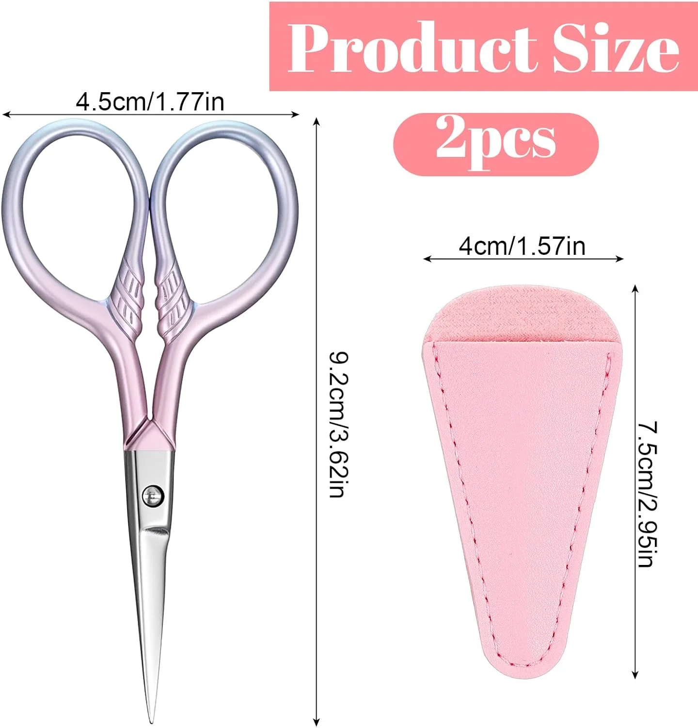 قیچی ریش مردانه استیل ضد زنگ Nogeqi، بسته 2 عددی، قیچی ابرو حرفه ای، قیچی ابرو با کیف PU، قیچی موی بینی با نوک برای ریش، مژه، صورت (آبی، صورتی) قیچی ریش مردانه استیل ضد زنگ Nogeqi، بسته 2 عددی، قیچی ابرو حرفه ای، قیچی ابرو با کیف PU، قیچی موی بینی با نوک برای ریش، مژه، صورت (آبی، صورتی)