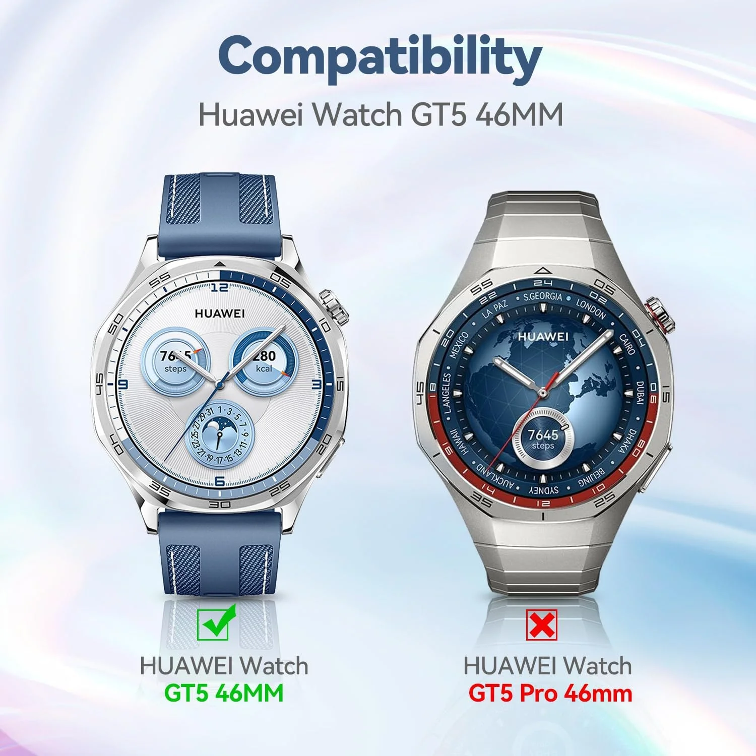 محافظ صفحه نمایش و کیس T Tersely (دو عددی) برای ساعت هوشمند Huawei Watch GT5 46mm، پوشش کامل ضد خش و ضد ضربه PC سخت با شیشه حرارت دیده سازگار با Huawei Watch GT5 (مشکی)