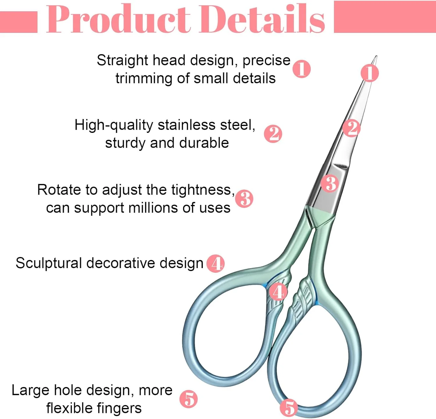 قیچی ریش مردانه استیل ضد زنگ Nogeqi، بسته 2 عددی، قیچی ابرو حرفه ای، قیچی ابرو با کیف PU، قیچی موی بینی با نوک برای ریش، مژه، صورت (آبی، صورتی) قیچی ریش مردانه استیل ضد زنگ Nogeqi، بسته 2 عددی، قیچی ابرو حرفه ای، قیچی ابرو با کیف PU، قیچی موی بینی با نوک برای ریش، مژه، صورت (آبی، صورتی)