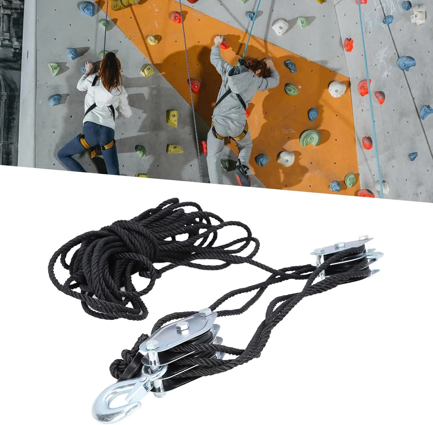 سیستم قرقره بالابر طنابی Vomeko، بلوک قرقره سنگین، بلوک سنگین 4400 پوندی 8:1 برای بلند کردن بار سیستم قرقره بالابر طنابی Vomeko، بلوک قرقره سنگین، بلوک سنگین 4400 پوندی 8:1 برای بلند کردن بار