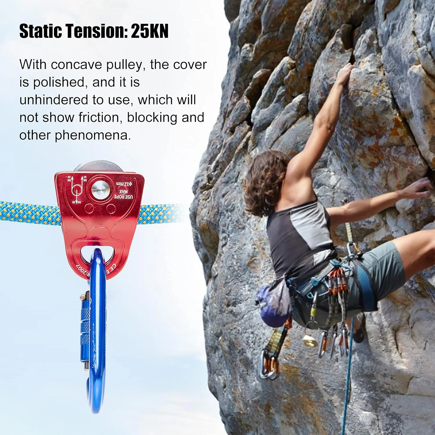 قرقره کوهنوردی در فضای باز Vomeko، آلومینیوم هوانوردی، مناسب برای کوهنوردی، عملیات در ارتفاعات بالا، فرود سریع، نجات و غیره قرقره کوهنوردی در فضای باز Vomeko، آلومینیوم هوانوردی، مناسب برای کوهنوردی، عملیات در ارتفاعات بالا، فرود سریع، نجات و غیره