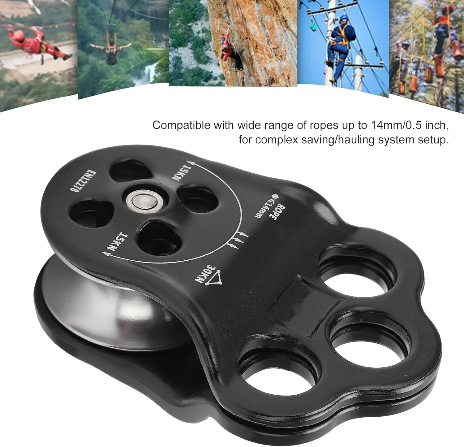 قرقره صعود کننده Vomeko 30KN، قرقره سه سوراخه صعود، یک قرقره کششی مورد استفاده برای صعود، فرود سریع، سر خوردن در ارتفاع بالا و سایر فعالیت ها. قرقره صعود کننده Vomeko 30KN، قرقره سه سوراخه صعود، یک قرقره کششی مورد استفاده برای صعود، فرود سریع، سر خوردن در ارتفاع بالا و سایر فعالیت ها.