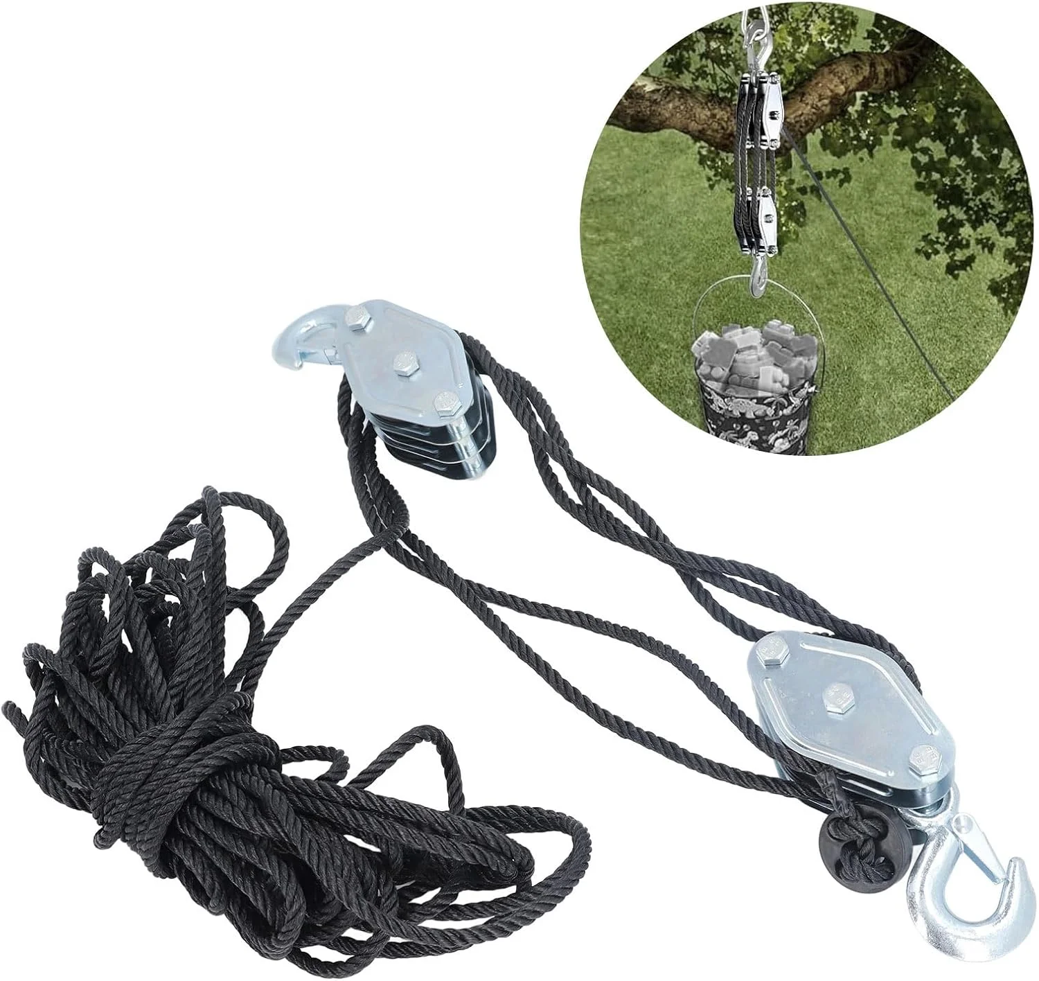 سیستم قرقره بالابر طنابی Vomeko، بلوک قرقره سنگین، بلوک سنگین 4400 پوندی 8:1 برای بلند کردن بار سیستم قرقره بالابر طنابی Vomeko، بلوک قرقره سنگین، بلوک سنگین 4400 پوندی 8:1 برای بلند کردن بار