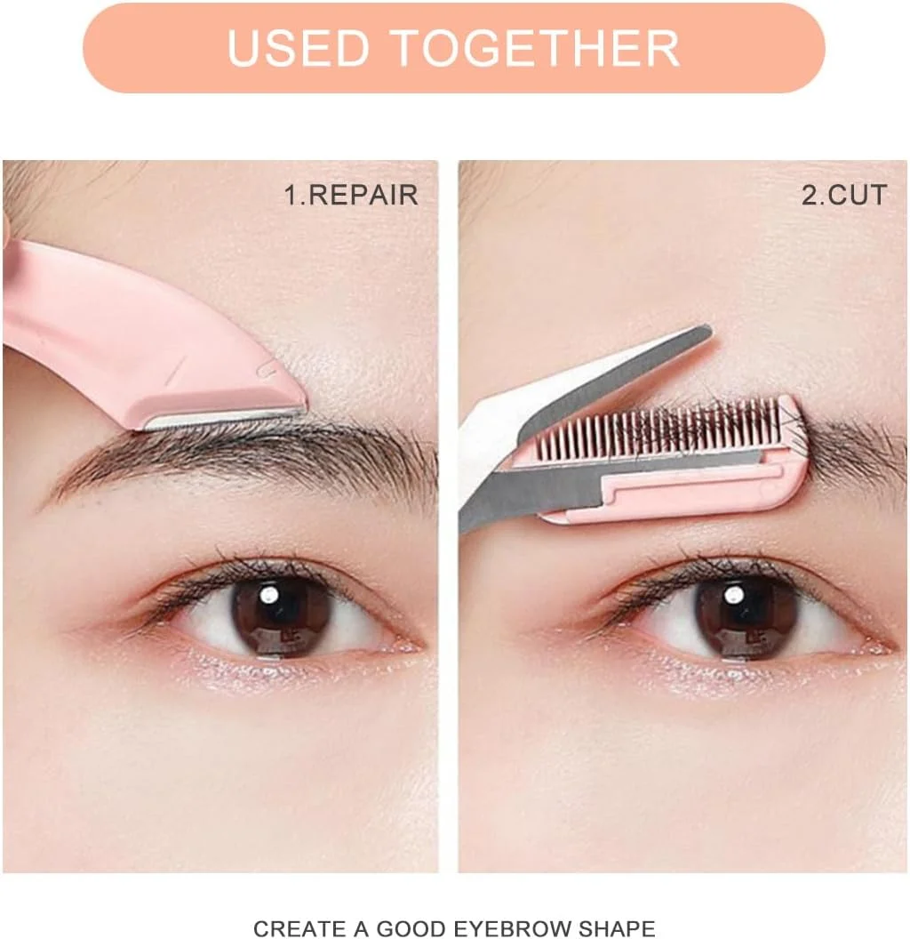 ست قیچی ابرو 3 تکه Oasisgalore صورتی با شانه - کیت اصلاح حرفه ای برای خانم ها - تریمر تاشو، قیچی ابرو و چاقوی خراش ابرو ست قیچی ابرو 3 تکه Oasisgalore صورتی با شانه - کیت اصلاح حرفه ای برای خانم ها - تریمر تاشو، قیچی ابرو و چاقوی خراش ابرو