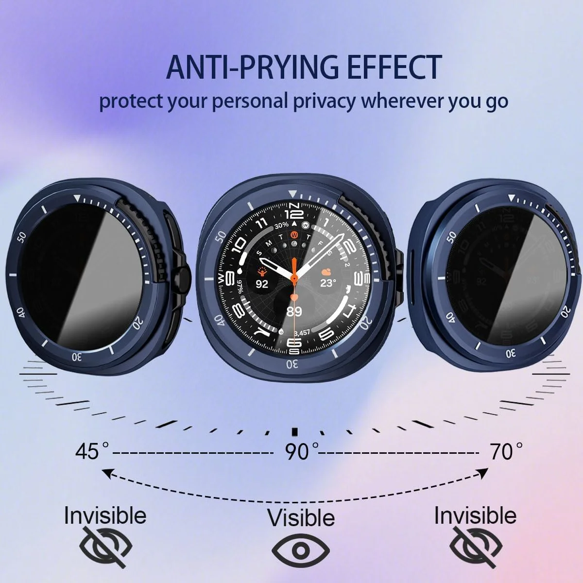 محافظ صفحه نمایش ساعت هوشمند برای گلکسی واچ 8 کلاسیک 46 میلی‌متری، پوشش فیلم شیشه‌ای سخت حرارت دیده ضد جاسوسی، قاب PC سخت برای محافظت در برابر افتادن، خراش و ضربه، 2 عدد