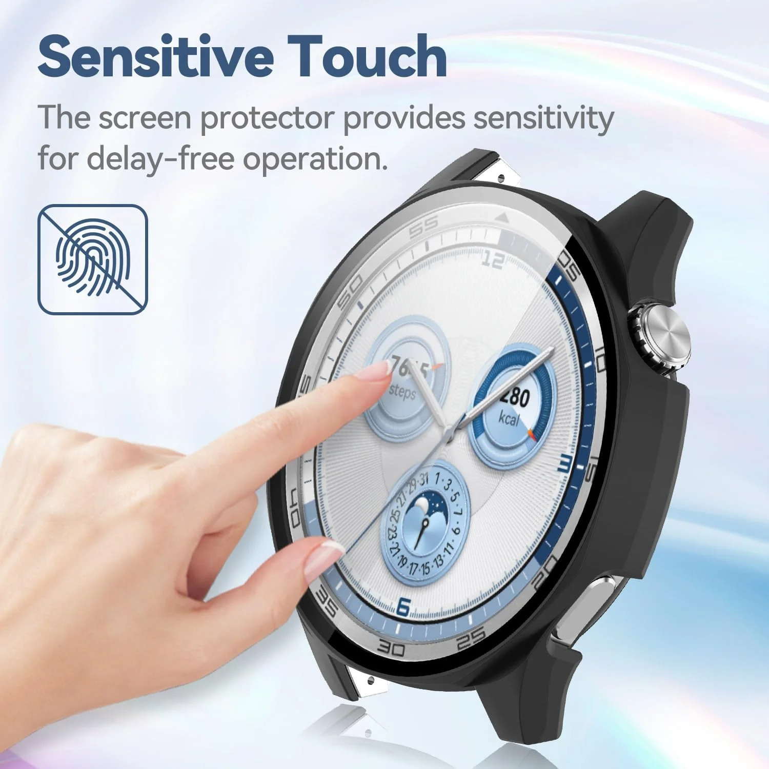 محافظ صفحه نمایش و کیس T Tersely (دو عددی) برای ساعت هوشمند Huawei Watch GT5 46mm، پوشش کامل ضد خش و ضد ضربه PC سخت با شیشه حرارت دیده سازگار با Huawei Watch GT5 (مشکی)