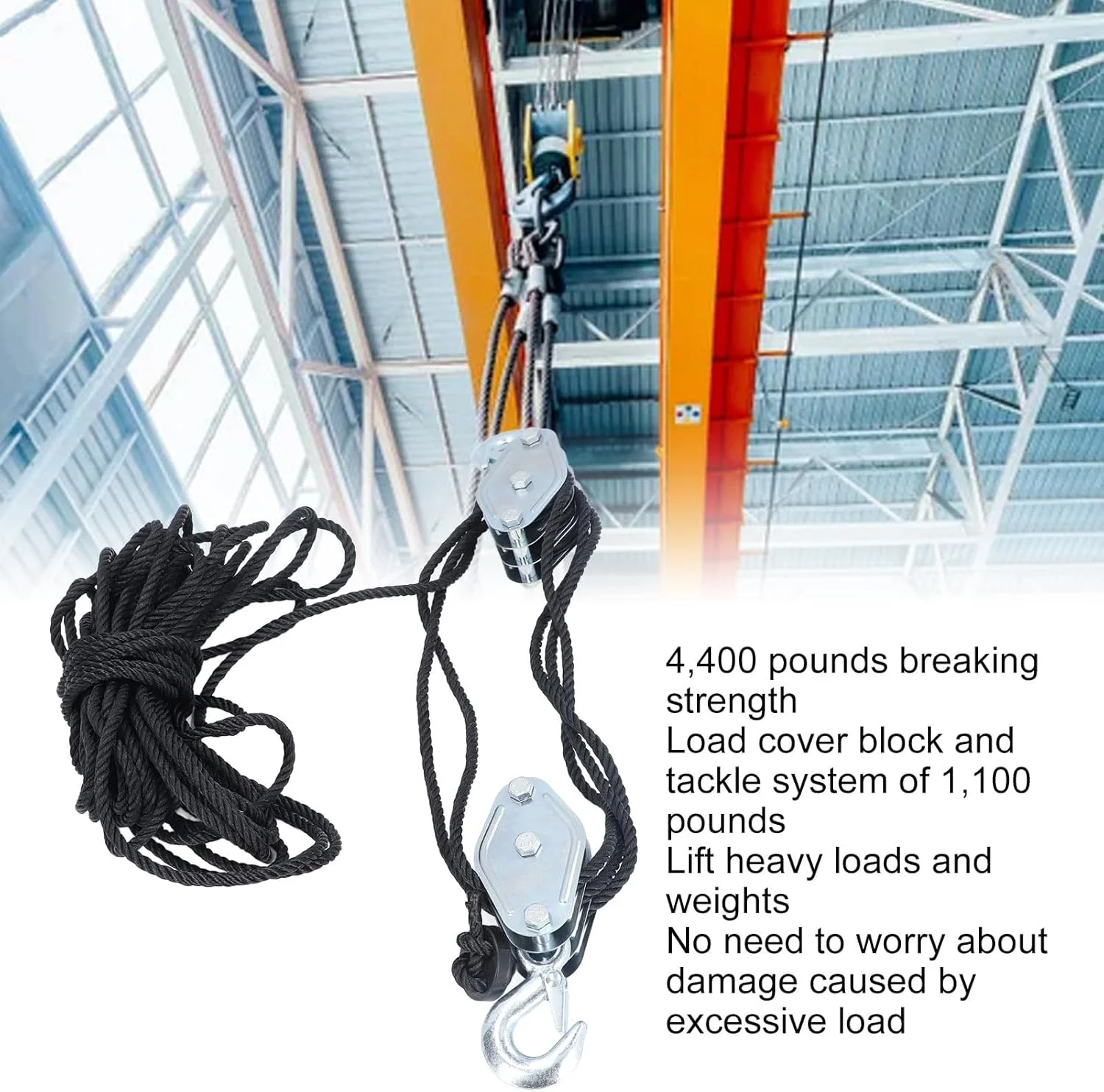 سیستم قرقره بالابر طنابی Vomeko، بلوک قرقره سنگین، بلوک سنگین 4400 پوندی 8:1 برای بلند کردن بار سیستم قرقره بالابر طنابی Vomeko، بلوک قرقره سنگین، بلوک سنگین 4400 پوندی 8:1 برای بلند کردن بار