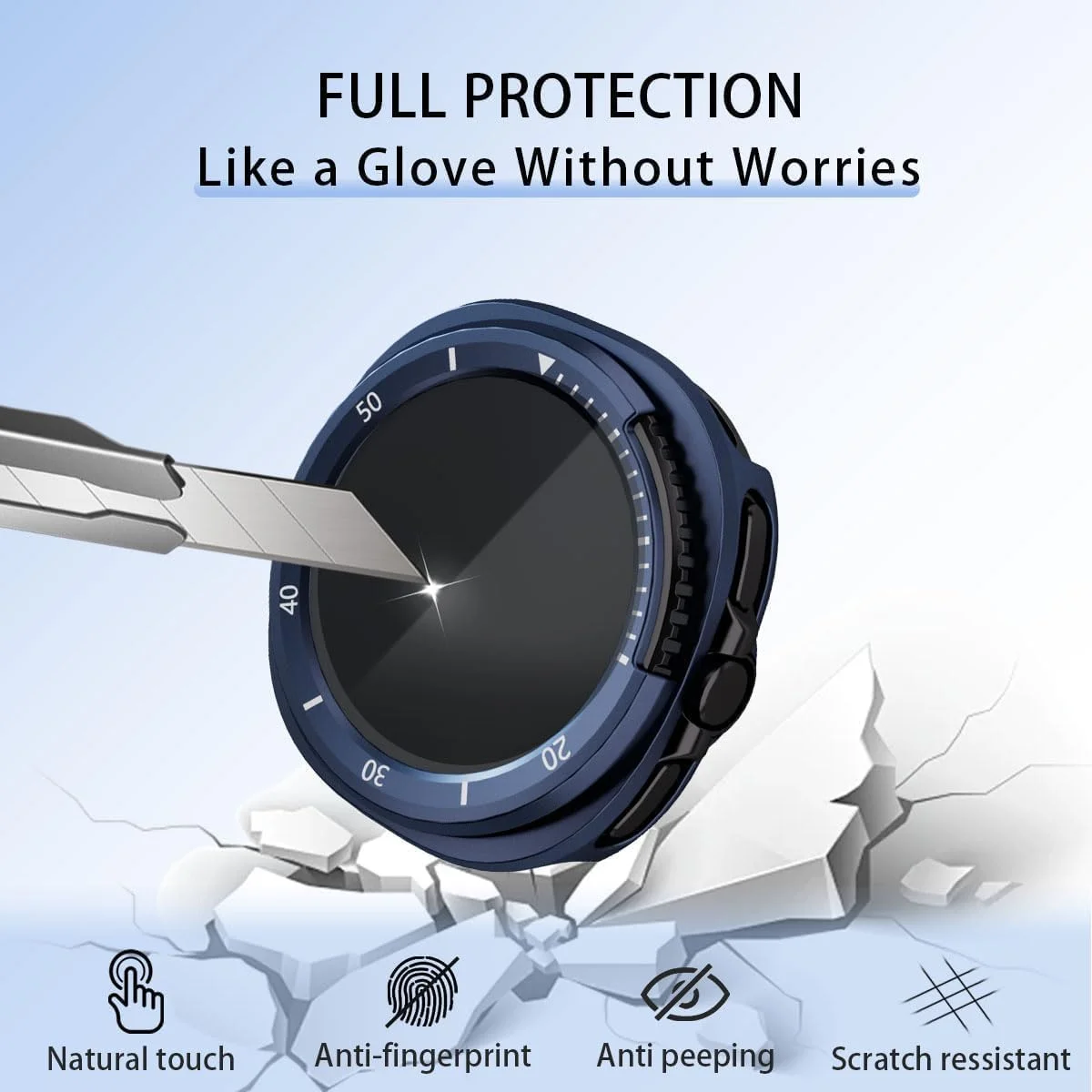 محافظ صفحه نمایش ساعت هوشمند برای گلکسی واچ 8 کلاسیک 46 میلی‌متری، پوشش فیلم شیشه‌ای سخت حرارت دیده ضد جاسوسی، قاب PC سخت برای محافظت در برابر افتادن، خراش و ضربه، 2 عدد