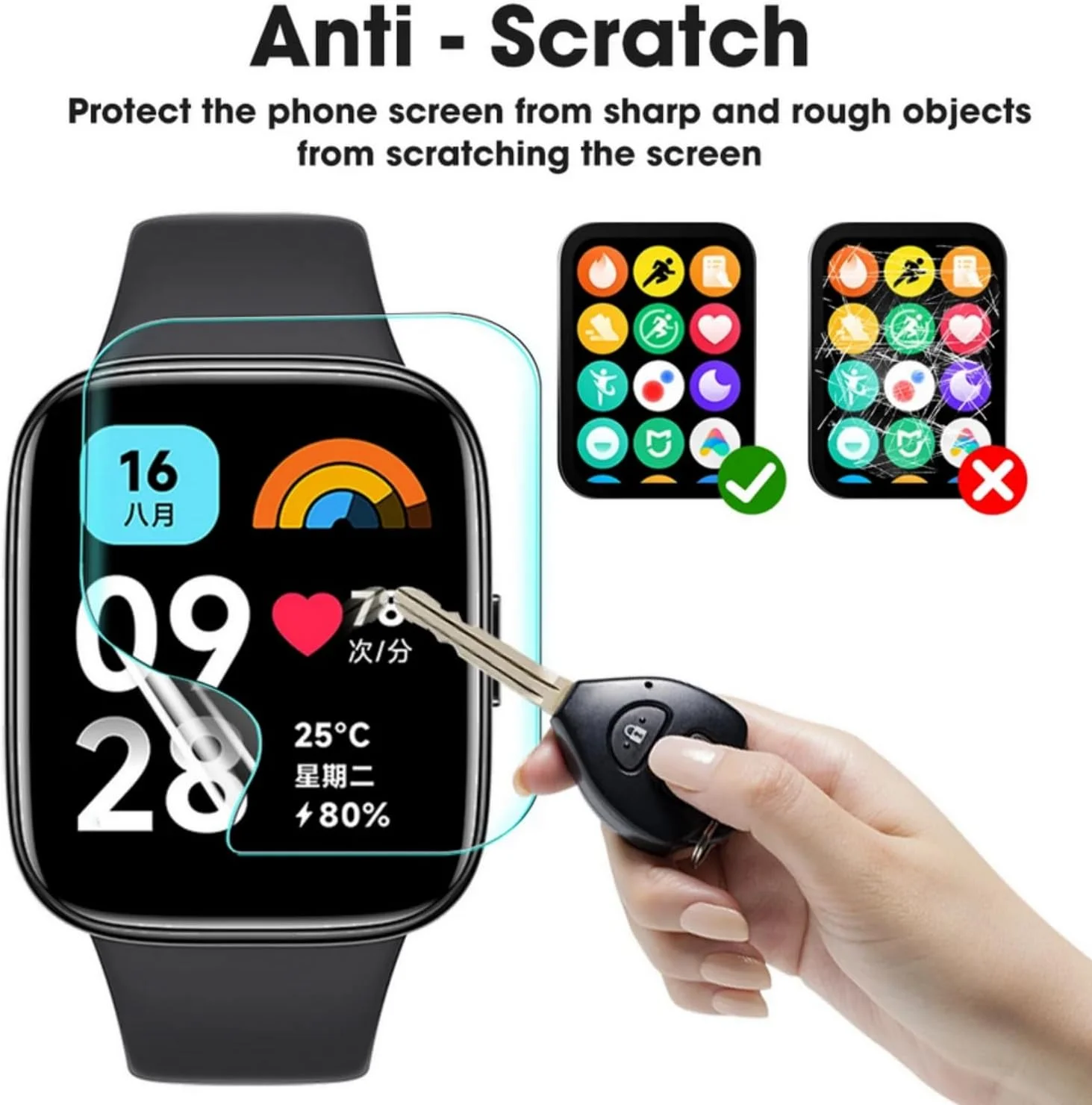 محافظ صفحه نمایش نرم و شفاف SKEIDO مناسب برای ساعت Redmi Watch 4، محافظ ضد خش HD از جنس هیدروژل برای ساعت هوشمند Mi Redmi Watch4 (TPU نرم) (2 عدد)