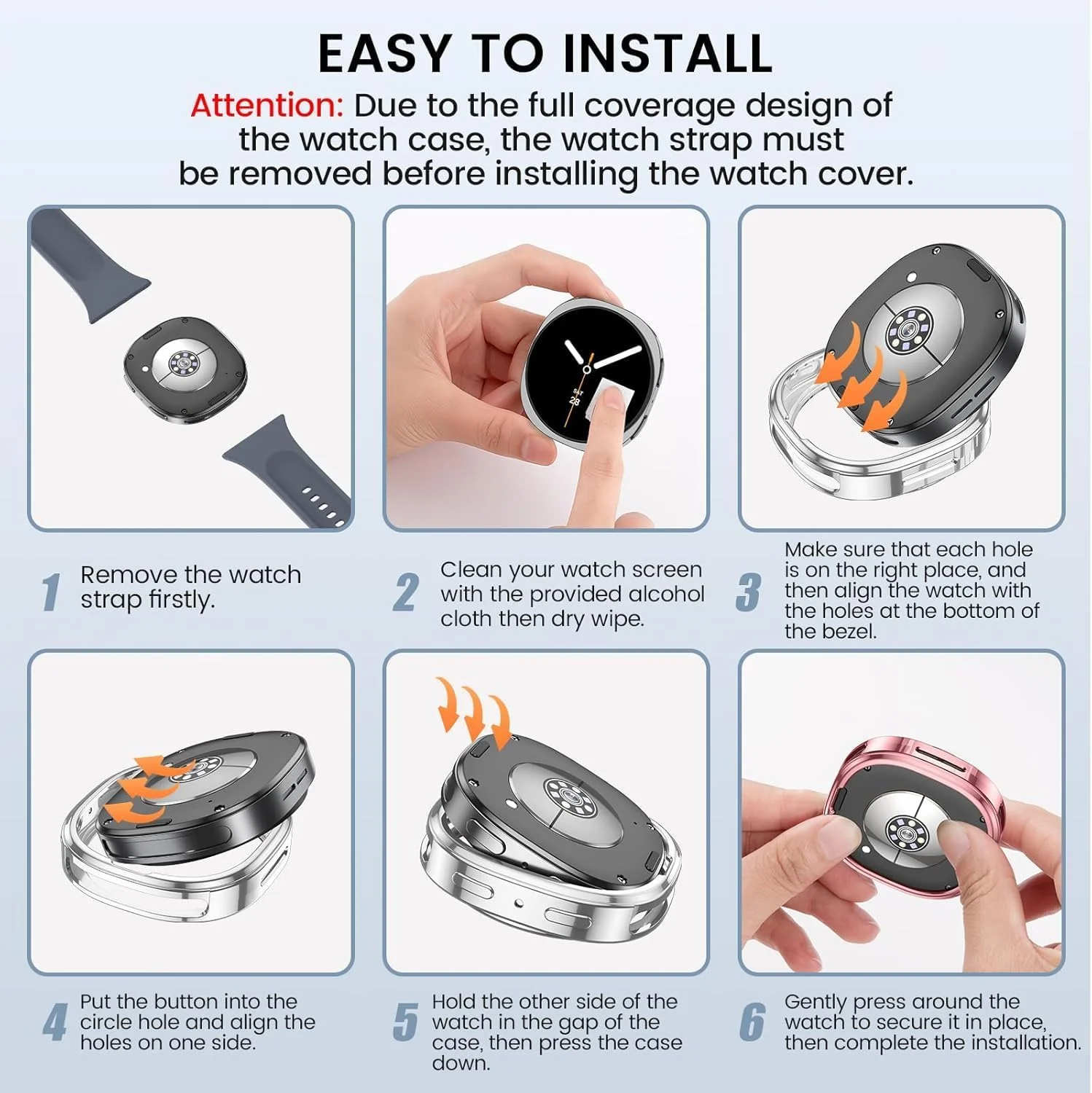 محافظ صفحه نمایش ساعت هوشمند برای گلکسی واچ 8 44 میلی‌متری، کاورهای ضربه‌گیر TPU نرم برای محافظت کامل در برابر افتادن، خراش و ضربه، بسته 3 عددی، (شفاف+مشکی+نقره‌ای)