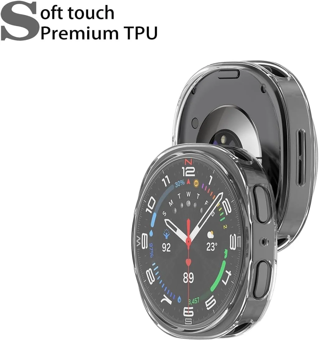 محافظ صفحه نمایش ساعت هوشمند برای گلکسی واچ 8 44 میلی‌متری، محافظ نرم و سبک TPU برای محافظت در برابر افتادن، خراش و ضربه، قاب محافظ انعطاف‌پذیر با پوشش کامل صفحه نمایش، 2 عددی