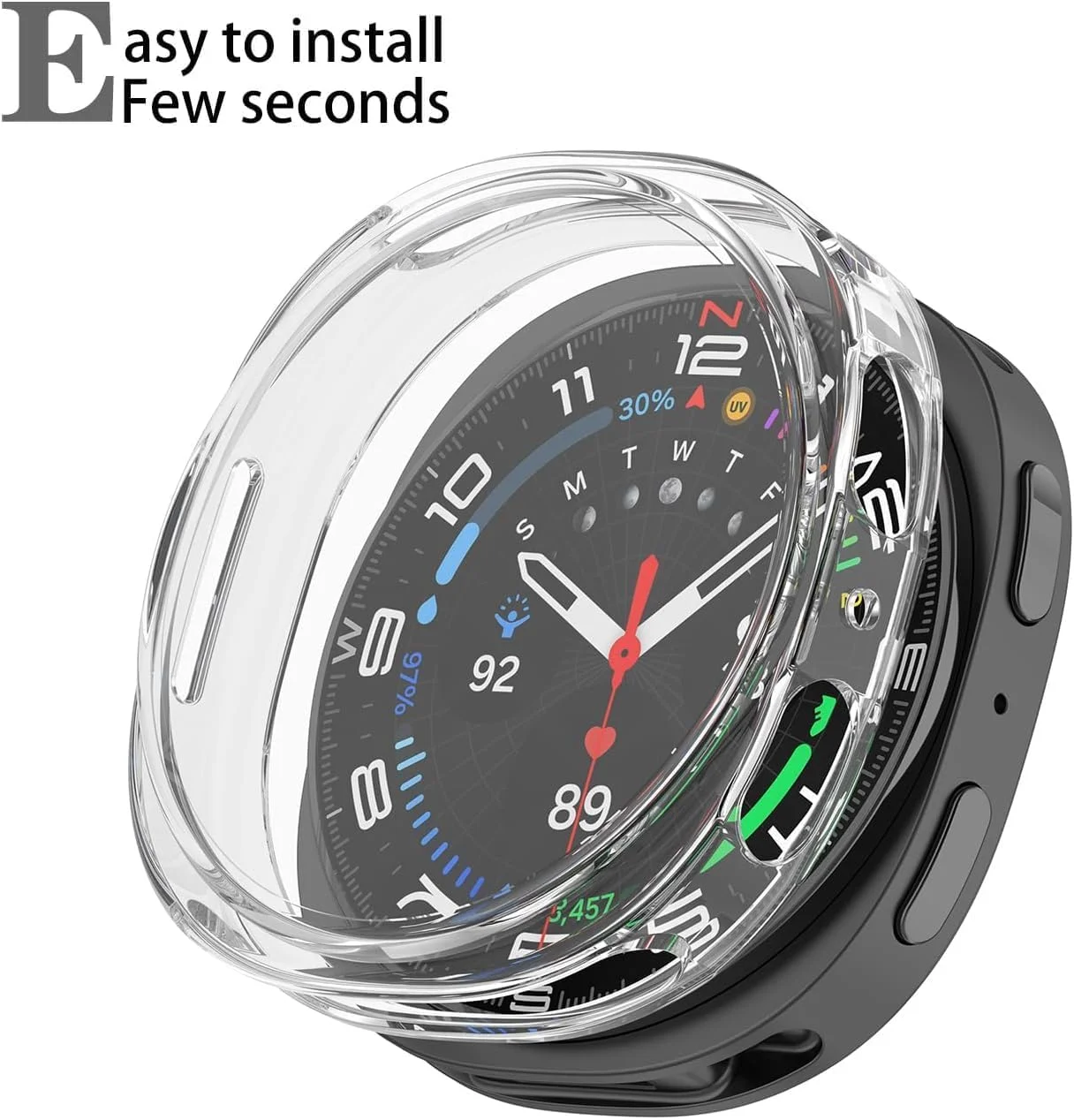 محافظ صفحه نمایش ساعت هوشمند برای گلکسی واچ 8 44 میلی‌متری، محافظ نرم و سبک TPU برای محافظت در برابر افتادن، خراش و ضربه، قاب محافظ انعطاف‌پذیر با پوشش کامل صفحه نمایش، 2 عددی