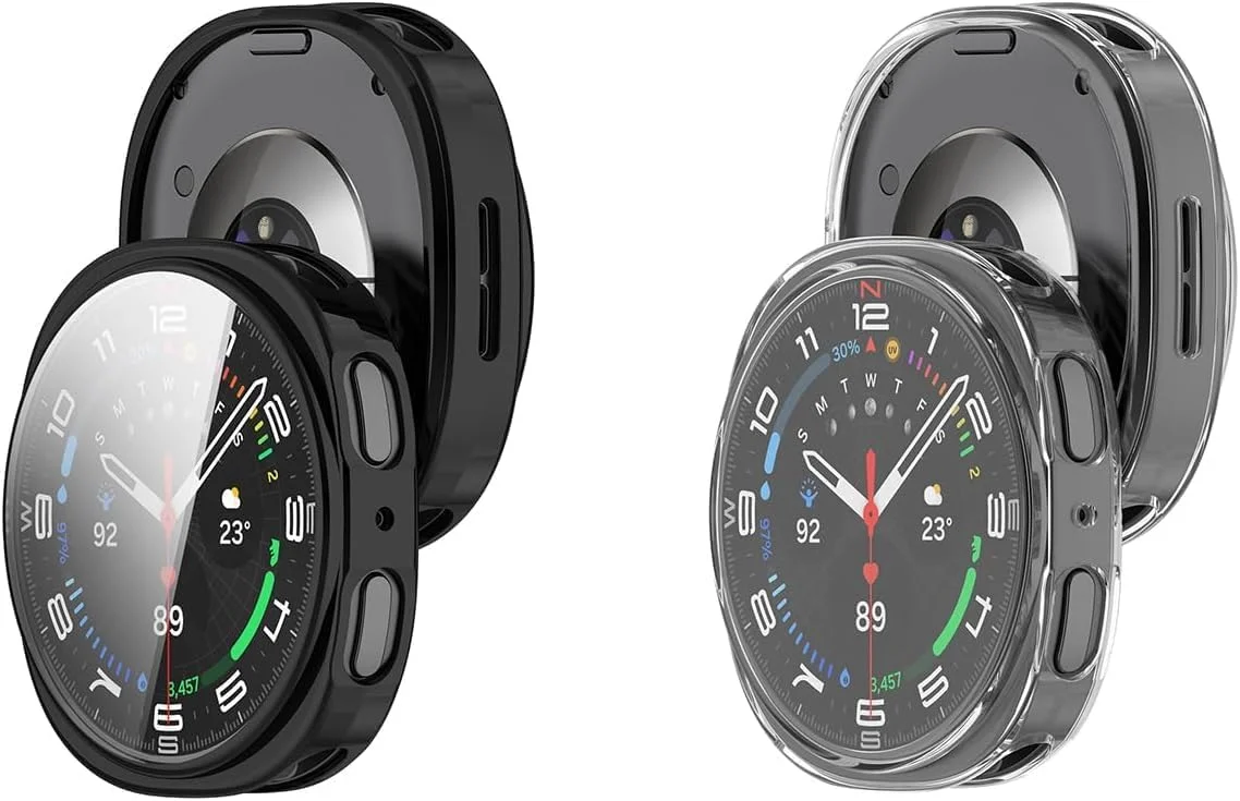 محافظ صفحه نمایش ساعت هوشمند برای گلکسی واچ 8 44 میلی‌متری، محافظ نرم و سبک TPU برای محافظت در برابر افتادن، خراش و ضربه، قاب محافظ انعطاف‌پذیر با پوشش کامل صفحه نمایش، 2 عددی