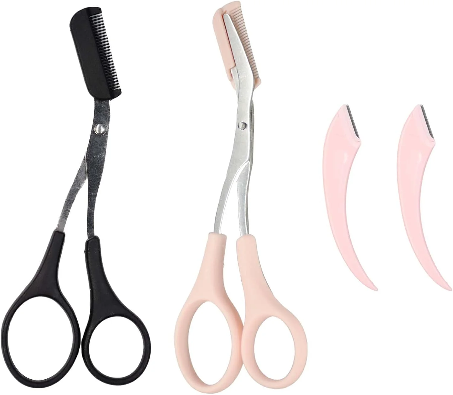 قیچی ابرو JIEHU، بسته 4 عددی، به همراه شانه، قیچی ابرو برای خانم ها، قیچی اصلاح ابرو برای آقایان و خانم ها (مشکی و صورتی) قیچی ابرو JIEHU، بسته 4 عددی، به همراه شانه، قیچی ابرو برای خانم ها، قیچی اصلاح ابرو برای آقایان و خانم ها (مشکی و صورتی)