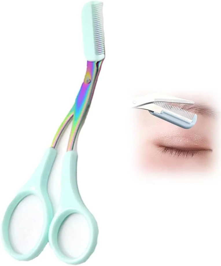 قیچی ابرو JIJIAOVE، قیچی ابرو ارتقا یافته با شانه، قیچی اصلاح ابرو استیل ضد زنگ ضد لغزش، ابزار آرایش قیچی شکل دهنده ابرو (سبز) قیچی ابرو JIJIAOVE، قیچی ابرو ارتقا یافته با شانه، قیچی اصلاح ابرو استیل ضد زنگ ضد لغزش، ابزار آرایش قیچی شکل دهنده ابرو (سبز)