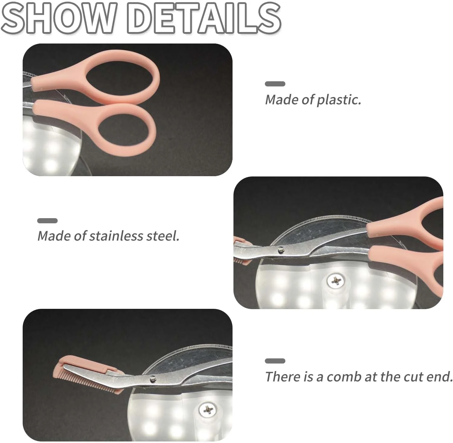 قیچی ابرو JIEHU، بسته 4 عددی، به همراه شانه، قیچی ابرو برای خانم ها، قیچی اصلاح ابرو برای آقایان و خانم ها (مشکی و صورتی) قیچی ابرو JIEHU، بسته 4 عددی، به همراه شانه، قیچی ابرو برای خانم ها، قیچی اصلاح ابرو برای آقایان و خانم ها (مشکی و صورتی)