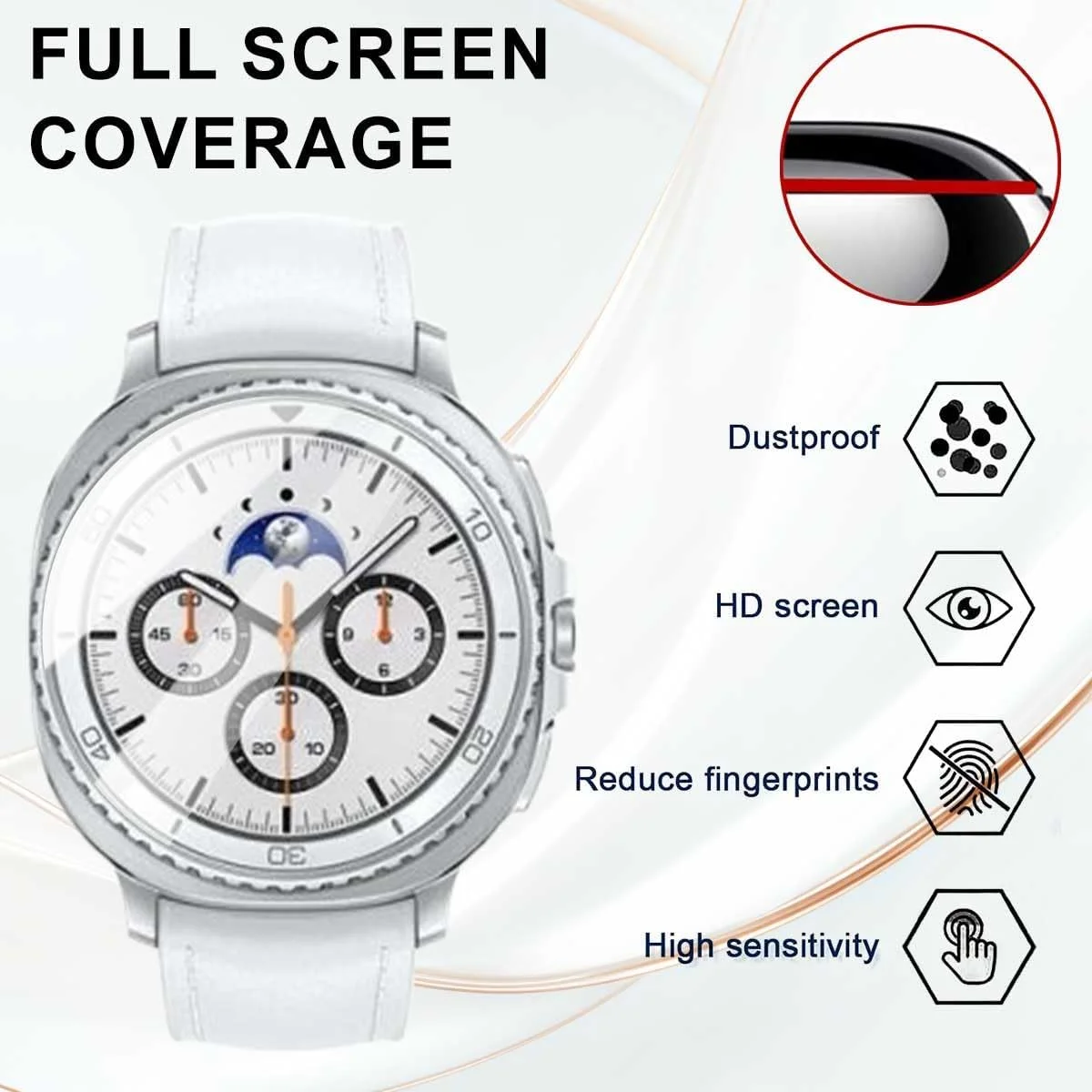 محافظ صفحه نمایش شیشه ای حرارت دیده با سختی 9H برای ساعت هوشمند سامسونگ گلکسی واچ 8 کلاسیک (46 میلی متر) (بسته 3 عددی)