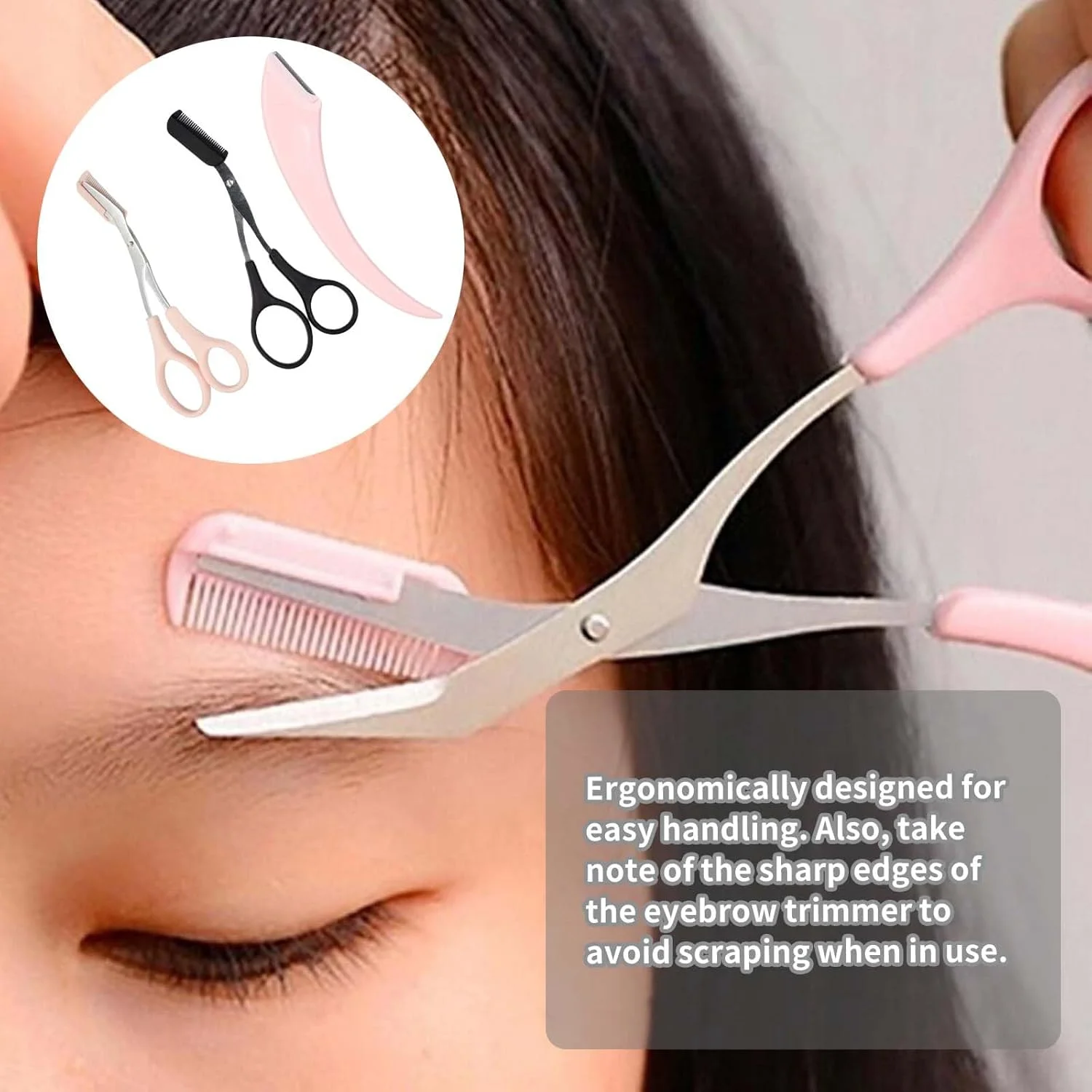 قیچی ابرو JIEHU، بسته 4 عددی، به همراه شانه، قیچی ابرو برای خانم ها، قیچی اصلاح ابرو برای آقایان و خانم ها (مشکی و صورتی) قیچی ابرو JIEHU، بسته 4 عددی، به همراه شانه، قیچی ابرو برای خانم ها، قیچی اصلاح ابرو برای آقایان و خانم ها (مشکی و صورتی)