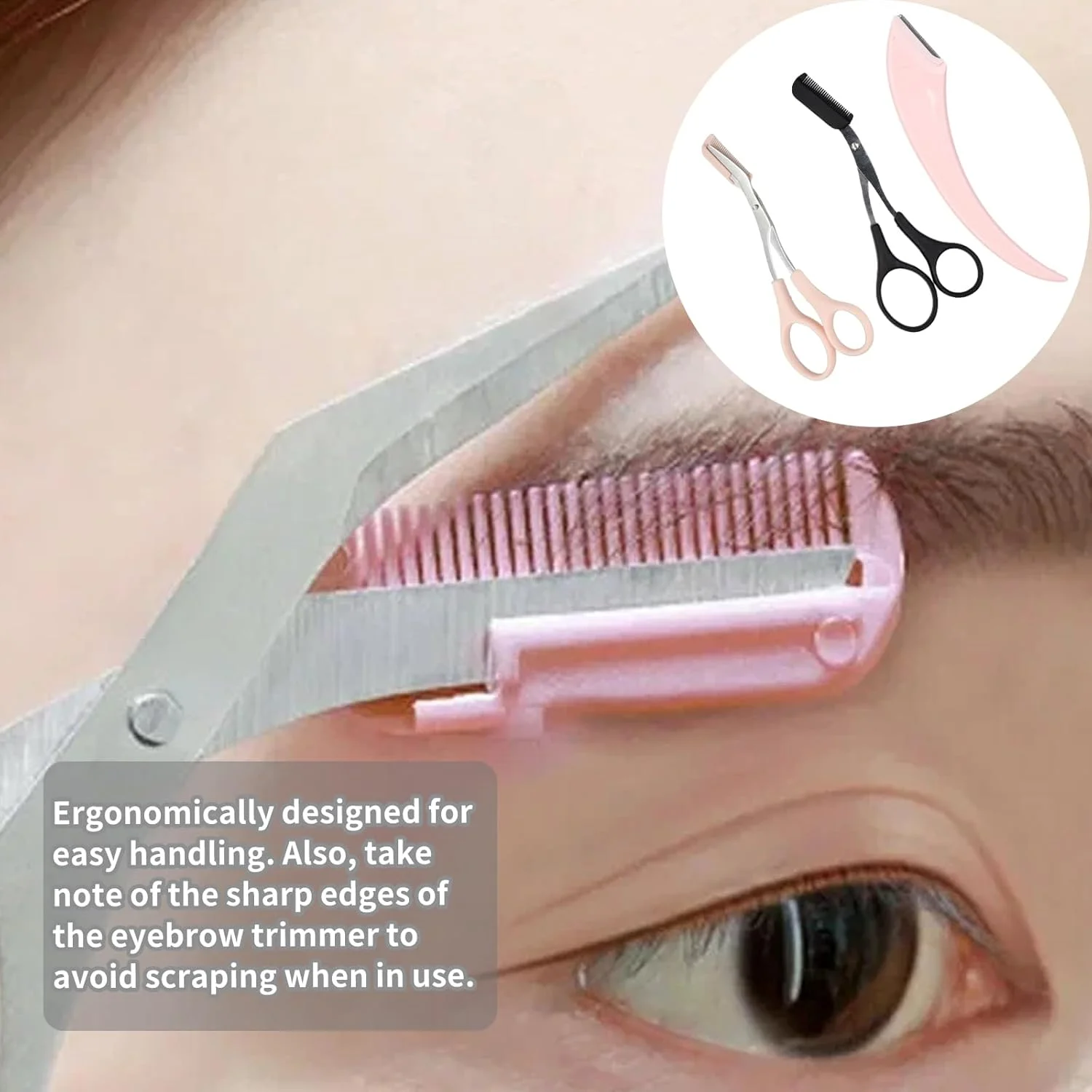 قیچی ابرو JIEHU، بسته 4 عددی، به همراه شانه، قیچی ابرو برای خانم ها، قیچی اصلاح ابرو برای آقایان و خانم ها (مشکی و صورتی) قیچی ابرو JIEHU، بسته 4 عددی، به همراه شانه، قیچی ابرو برای خانم ها، قیچی اصلاح ابرو برای آقایان و خانم ها (مشکی و صورتی)