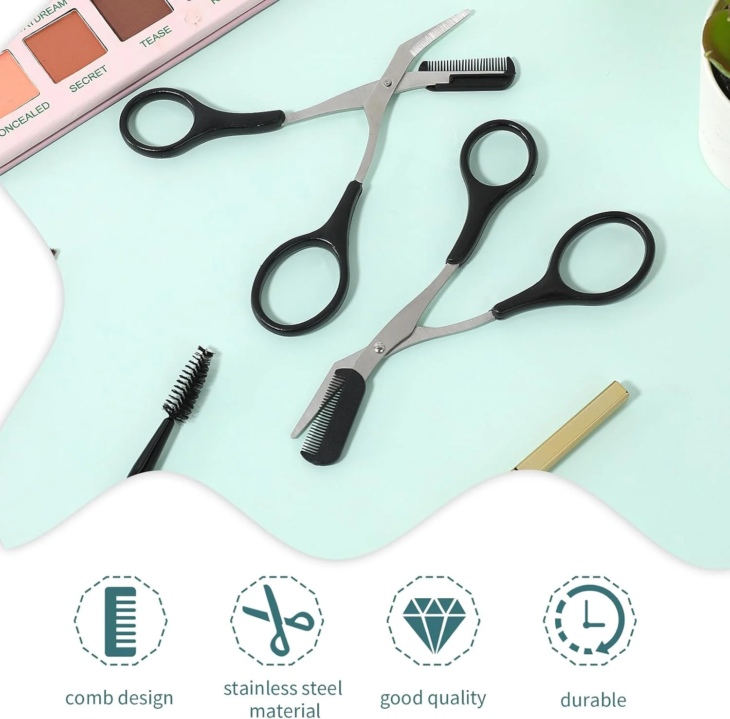 قیچی ابرو حرفه ای KALIONE با شانه و دسته های ضد لغزش برای آقایان و بانوان قیچی ابرو حرفه ای KALIONE با شانه و دسته های ضد لغزش برای آقایان و بانوان