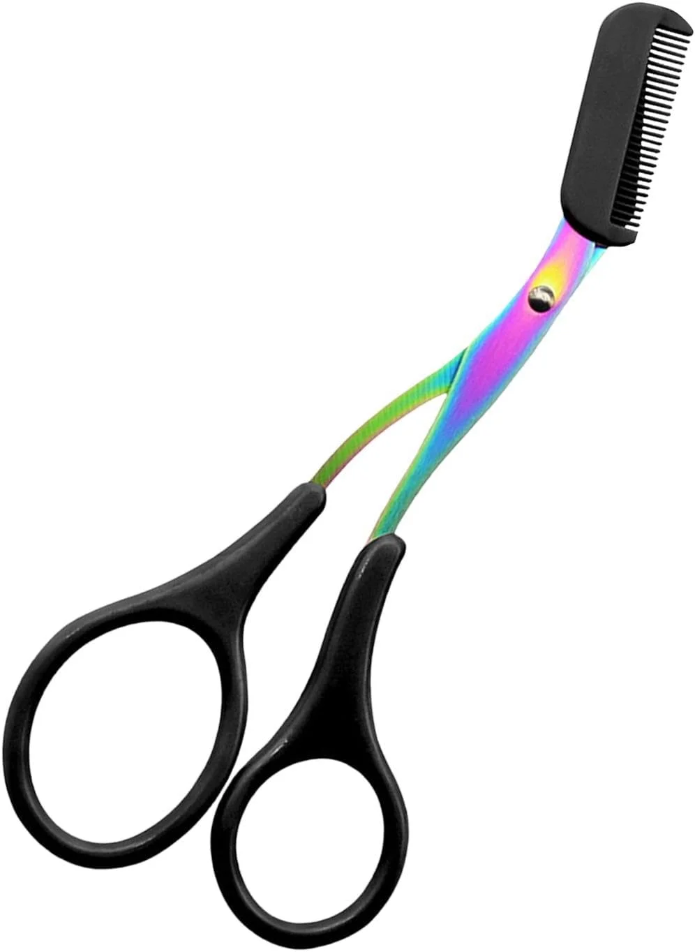 قیچی ابرو Icefei با شانه، قیچی ابرو ضد زنگ استیل 2024 با شانه، قیچی اصلاح ابرو ارگونومیک قابل حمل، قیچی ابرو برای زنان و مردان (مشکی)