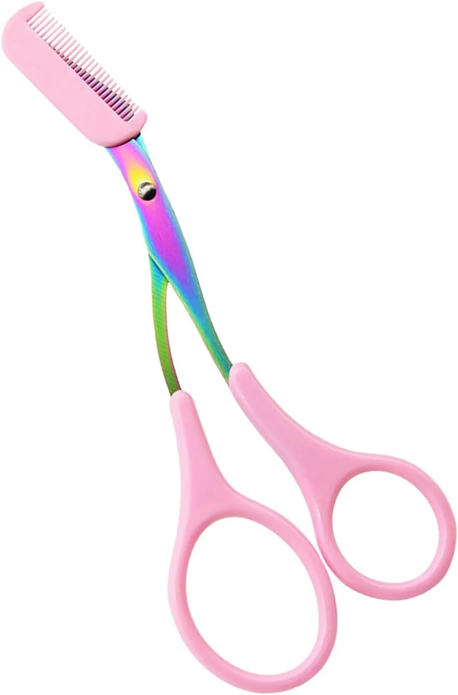 قیچی ابرو Icefei با شانه، قیچی ابرو ضد زنگ استیل 2024 با شانه، قیچی اصلاح ابرو ارگونومیک قابل حمل، قیچی ابرو برای زنان و مردان (صورتی)