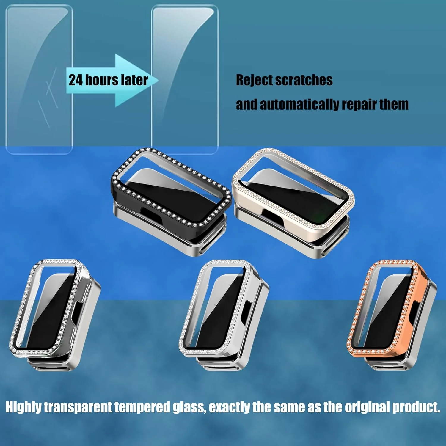 محافظ صفحه نمایش خمیده برای بند 9/8، لوازم جانبی ساعت هوشمند، روکش های ضد خش، کاور ساعت هوشمند