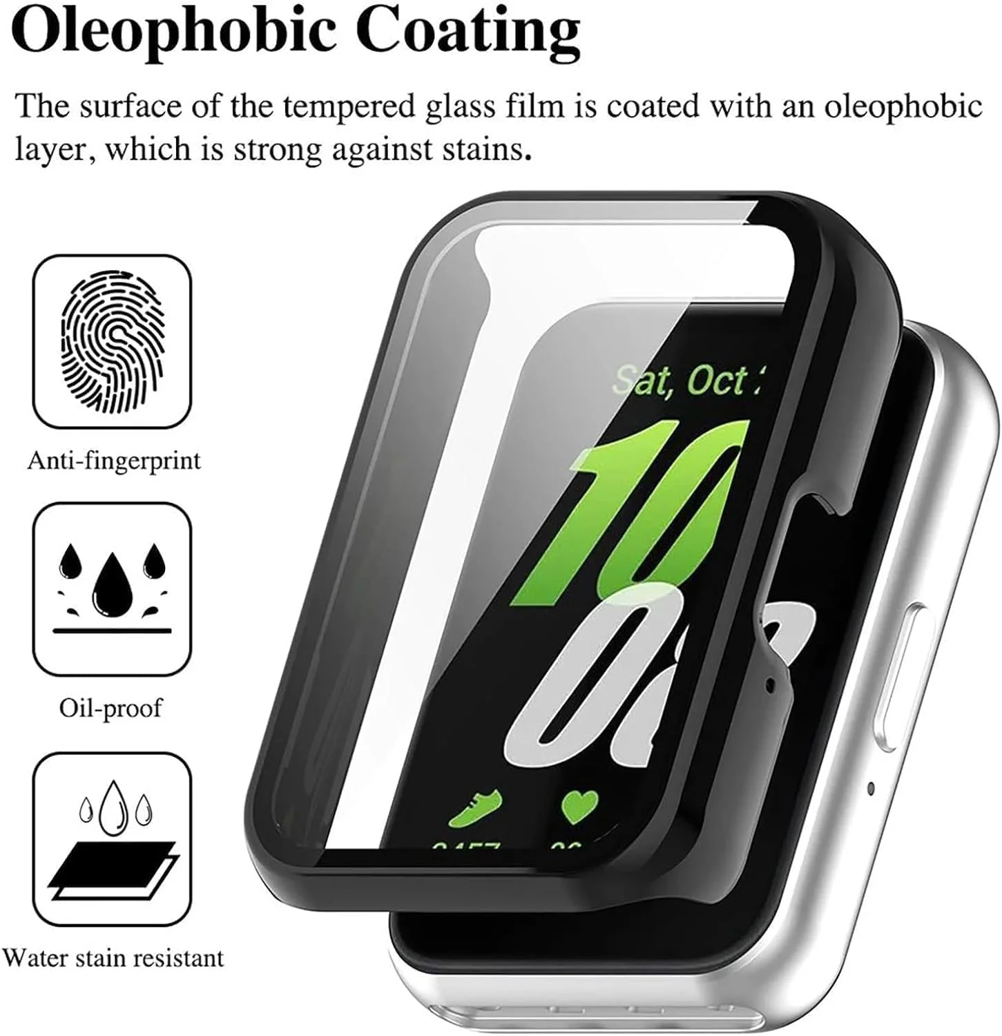 محافظ صفحه نمایش TPU نرم SCAUA [بسته 2 عددی] سازگار با هوآوی بند 9، پوشش کامل، ضد خش و حساس به لمس (شفاف و مشکی)