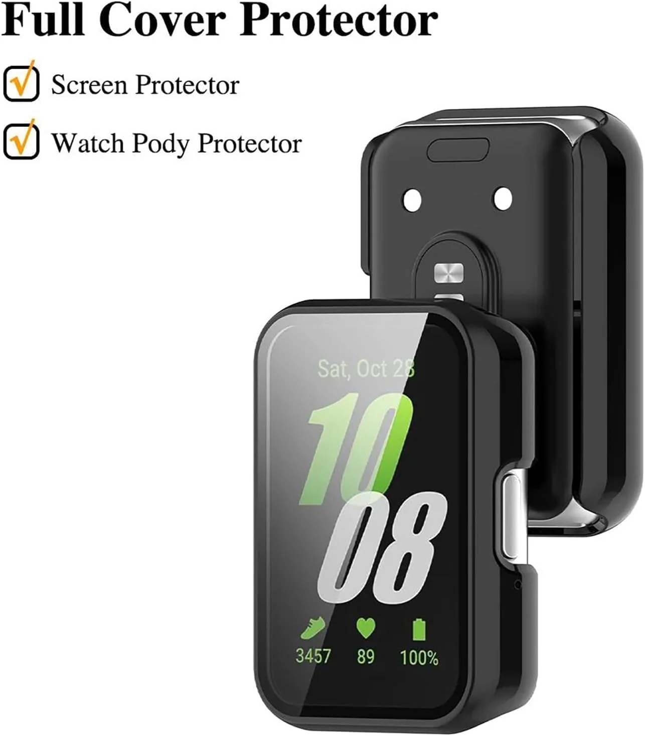 محافظ صفحه نمایش TPU نرم SCAUA [بسته 2 عددی] سازگار با هوآوی بند 9، پوشش کامل، ضد خش و حساس به لمس (شفاف و مشکی)