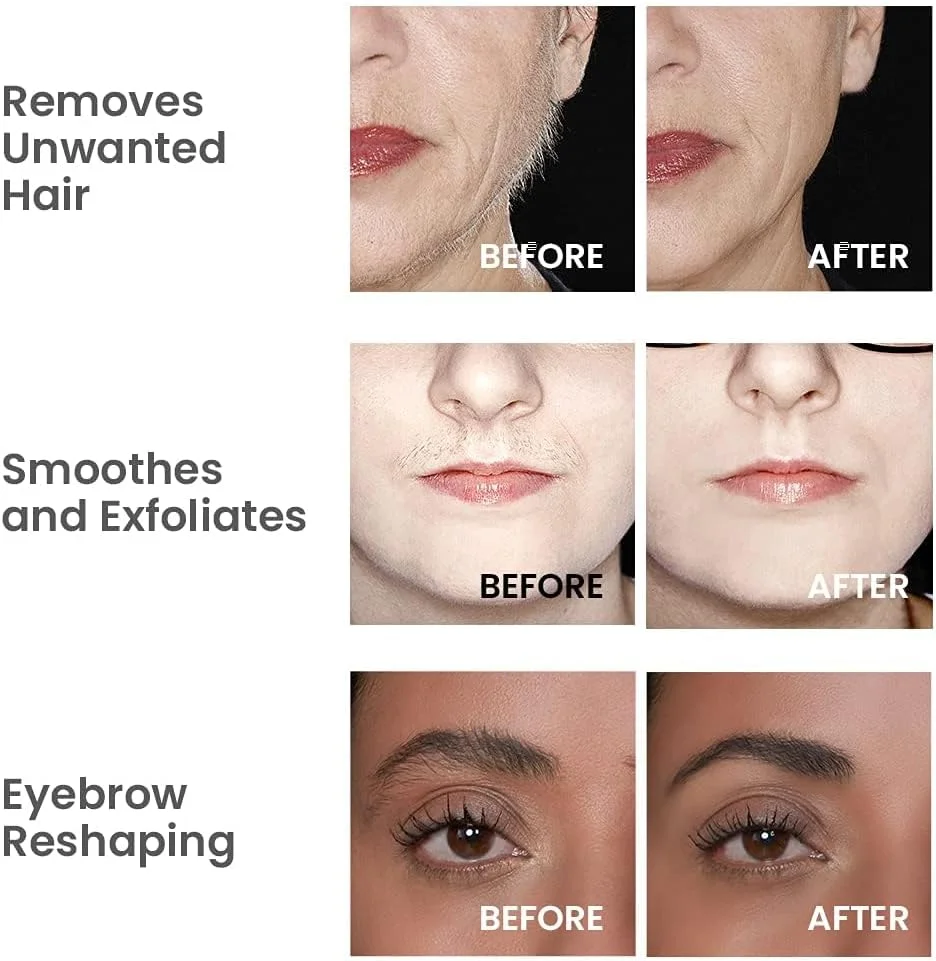 ابزار درماپلنینگ هالیوود براوزر برای صورت، حالت دهی ابرو، حذف موهای زائد، ابزار لایه برداری برای زنان، بسته دوتایی (دوتایی مشکی)