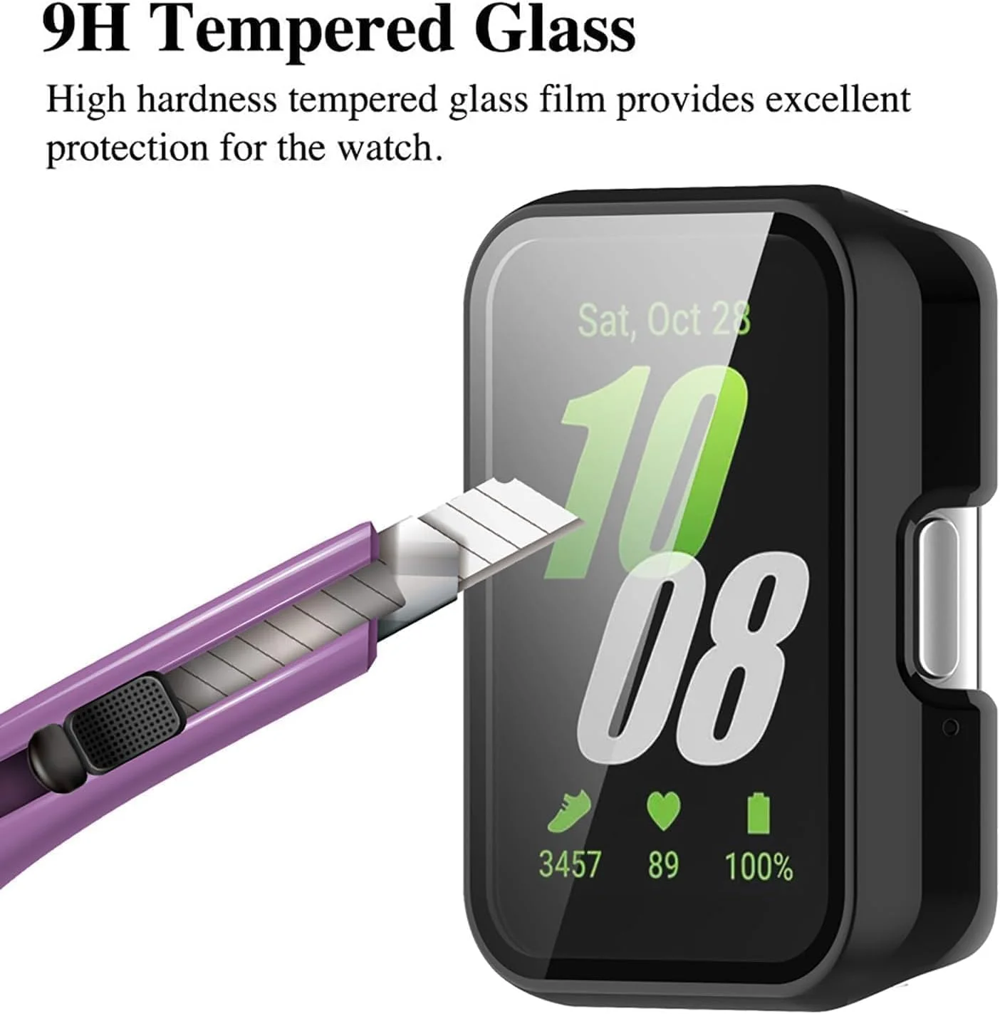 محافظ صفحه نمایش TPU نرم SCAUA [بسته 2 عددی] سازگار با هوآوی بند 9، پوشش کامل، ضد خش و حساس به لمس (شفاف و مشکی)