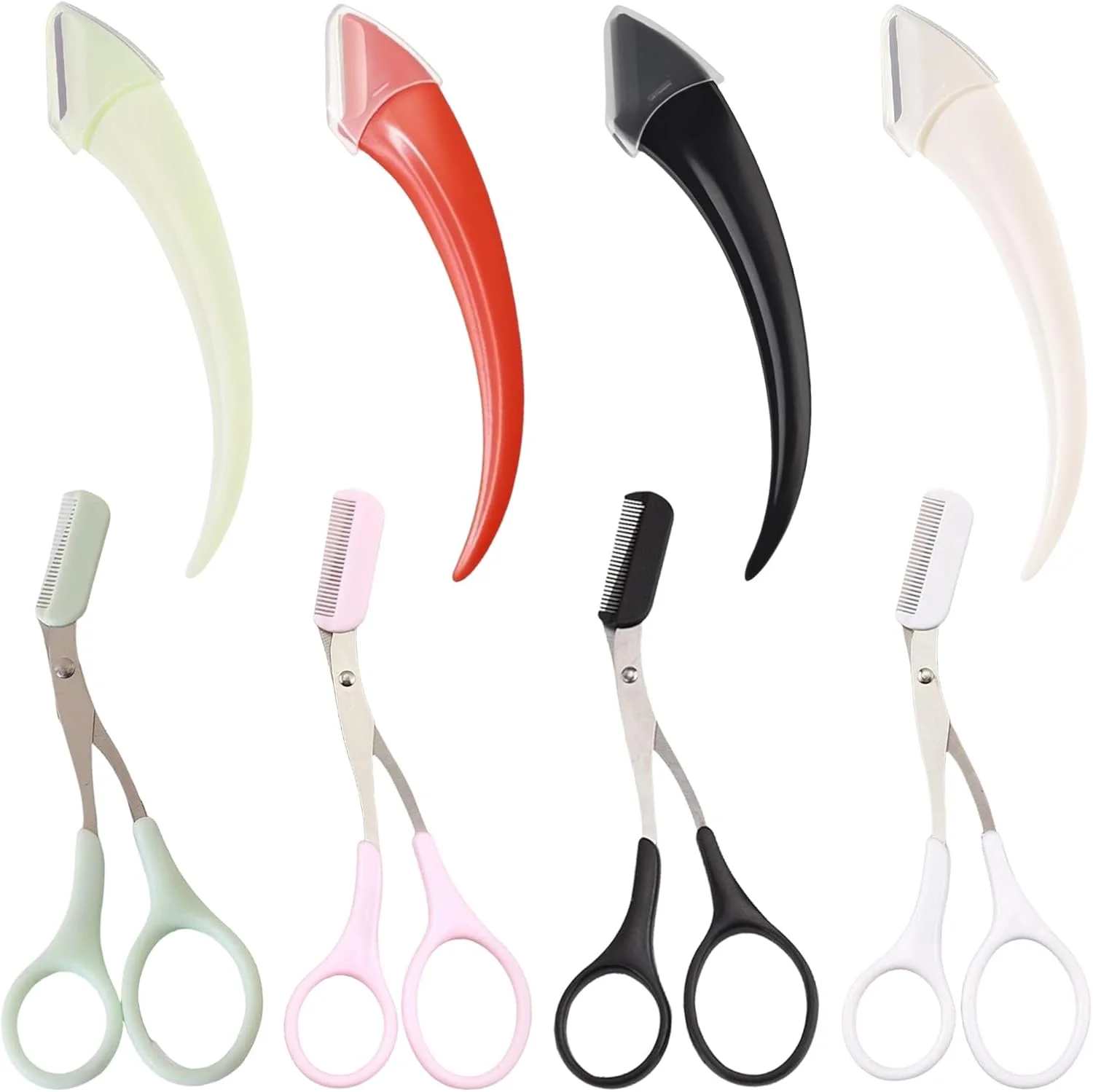 قیچی ابرو HhBdy ست 8 عددی اصلاح ابرو، فرم دهنده ابرو، قیچی ابرو با شانه، قیچی برش ابرو، موچین مژه، ست مرتب سازی ابرو، قیچی ابرو با شانه برای آقایان و بانوان