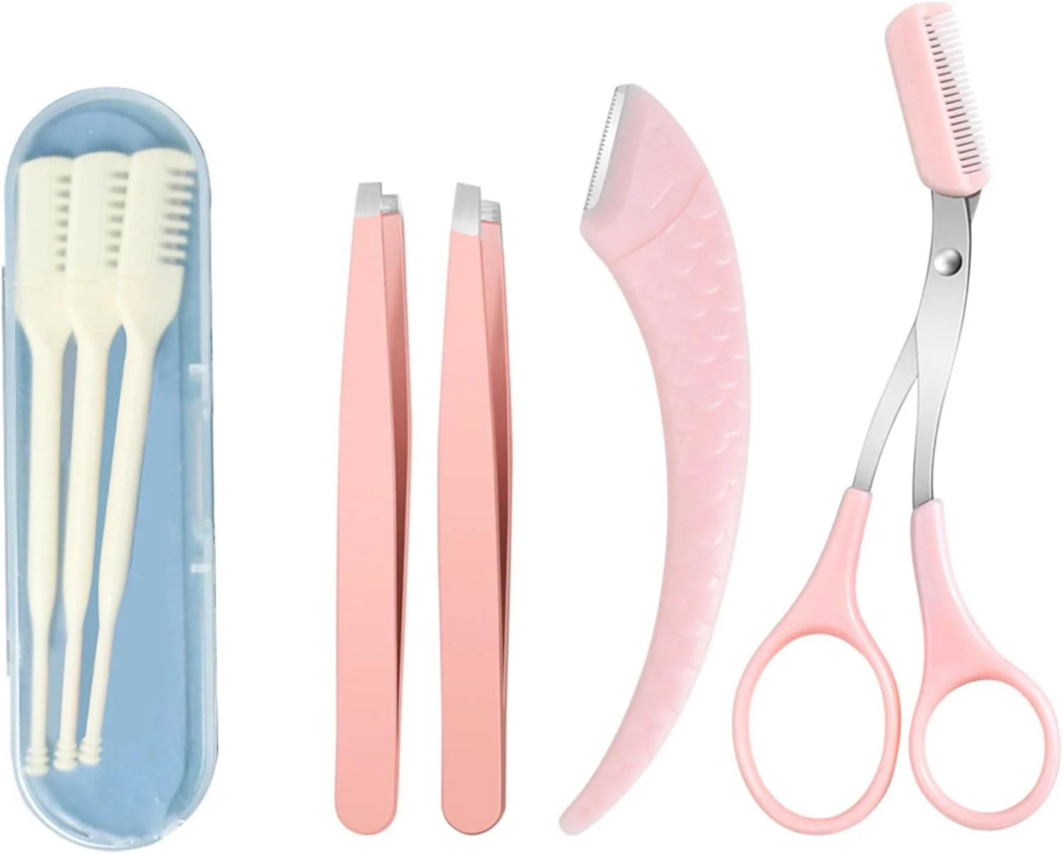 ست قیچی ابرو 7 تکه Hayaww، شامل موچین، تیغ ابرو، موزن بینی، شانه ابرو و ابزار آرایشی برای آقایان و بانوان