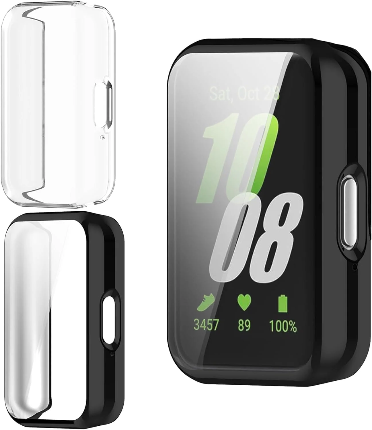 محافظ صفحه نمایش TPU نرم SCAUA [بسته 2 عددی] سازگار با هوآوی بند 9، پوشش کامل، ضد خش و حساس به لمس (شفاف و مشکی)