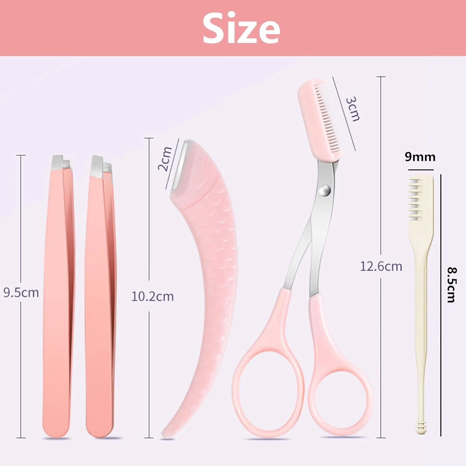 ست قیچی ابرو 7 تکه Hayaww، شامل موچین، تیغ ابرو، موزن بینی، شانه ابرو و ابزار آرایشی برای آقایان و بانوان