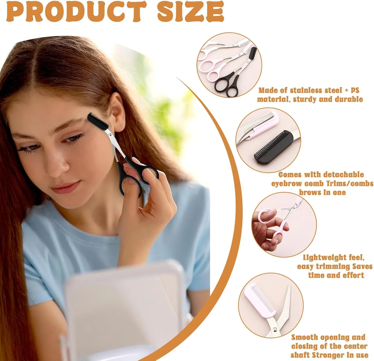 قیچی ابرو HhBdy ست 8 عددی اصلاح ابرو، فرم دهنده ابرو، قیچی ابرو با شانه، قیچی برش ابرو، موچین مژه، ست مرتب سازی ابرو، قیچی ابرو با شانه برای آقایان و بانوان