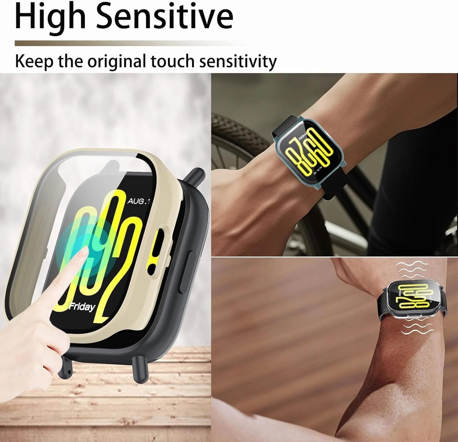 محافظ صفحه نمایش 4 عددی برای ردمی واچ 5 اکتیو | قاب شیشه ای حرارت دیده فوق نازک و مقاوم در برابر خش از Azonee | پوشش محافظ برای آقایان و بانوان