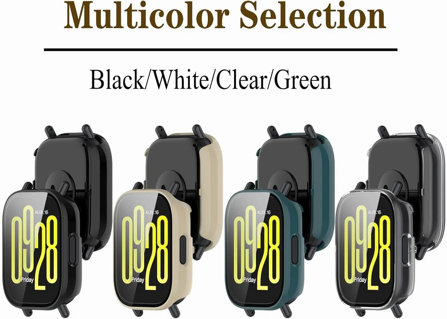 محافظ صفحه نمایش 4 عددی برای ردمی واچ 5 اکتیو | قاب شیشه ای حرارت دیده فوق نازک و مقاوم در برابر خش از Azonee | پوشش محافظ برای آقایان و بانوان