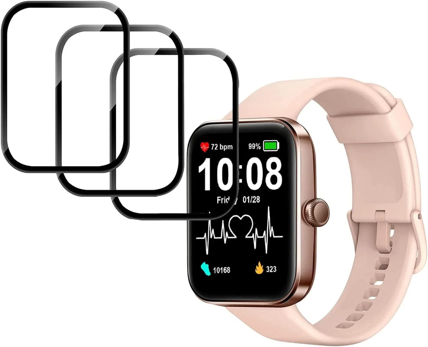 محافظ صفحه نمایش ساعت هوشمند Aeac، [بسته 3 عددی] محافظ صفحه نمایش نرم PET با پوشش کامل سه بعدی سازگار با ساعت هوشمند ID207 1.69 اینچی/Woneligo/Gydom ID207/AITAFY ID207/RIVERSONG/TOZO S2 44mm