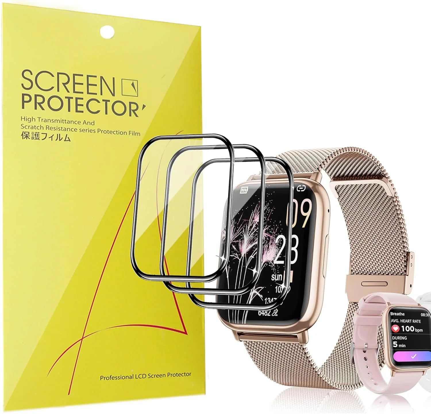 محافظ صفحه نمایش سازگار Lamshaw برای ساعت هوشمند Loekneue، [بسته 3 عددی] فیلم محافظ صفحه نمایش PET با پوشش کامل سه بعدی سازگار برای ساعت هوشمند Loekneue G93 1.83 اینچی (بسته 3 عددی)