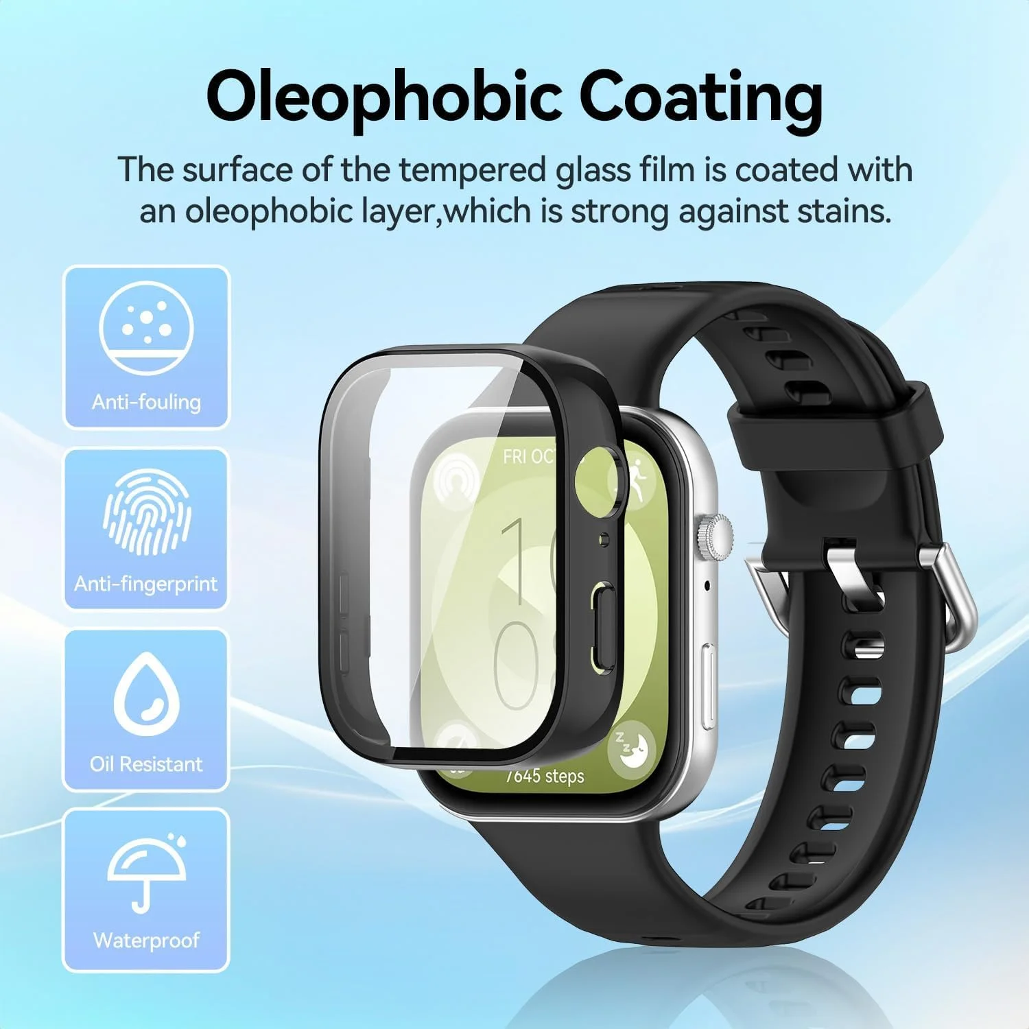 محافظ صفحه نمایش و قاب جین هک (JINHEC) دو عددی برای ساعت هوشمند هوآوی Watch Fit 4، پوشش کامل ضد خش و ضد ضربه PC سخت و شیشه حرارت دیده برای آقایان و بانوان (مشکی + آبی)